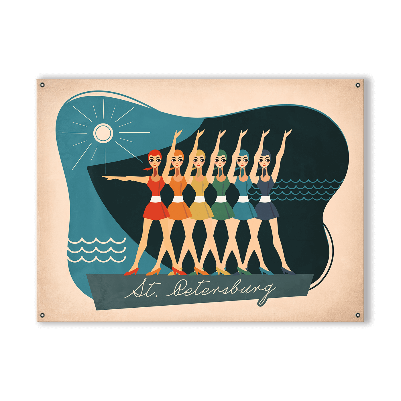 Synchronized Rainbow Swimmers - Wood & Metal Wall Art