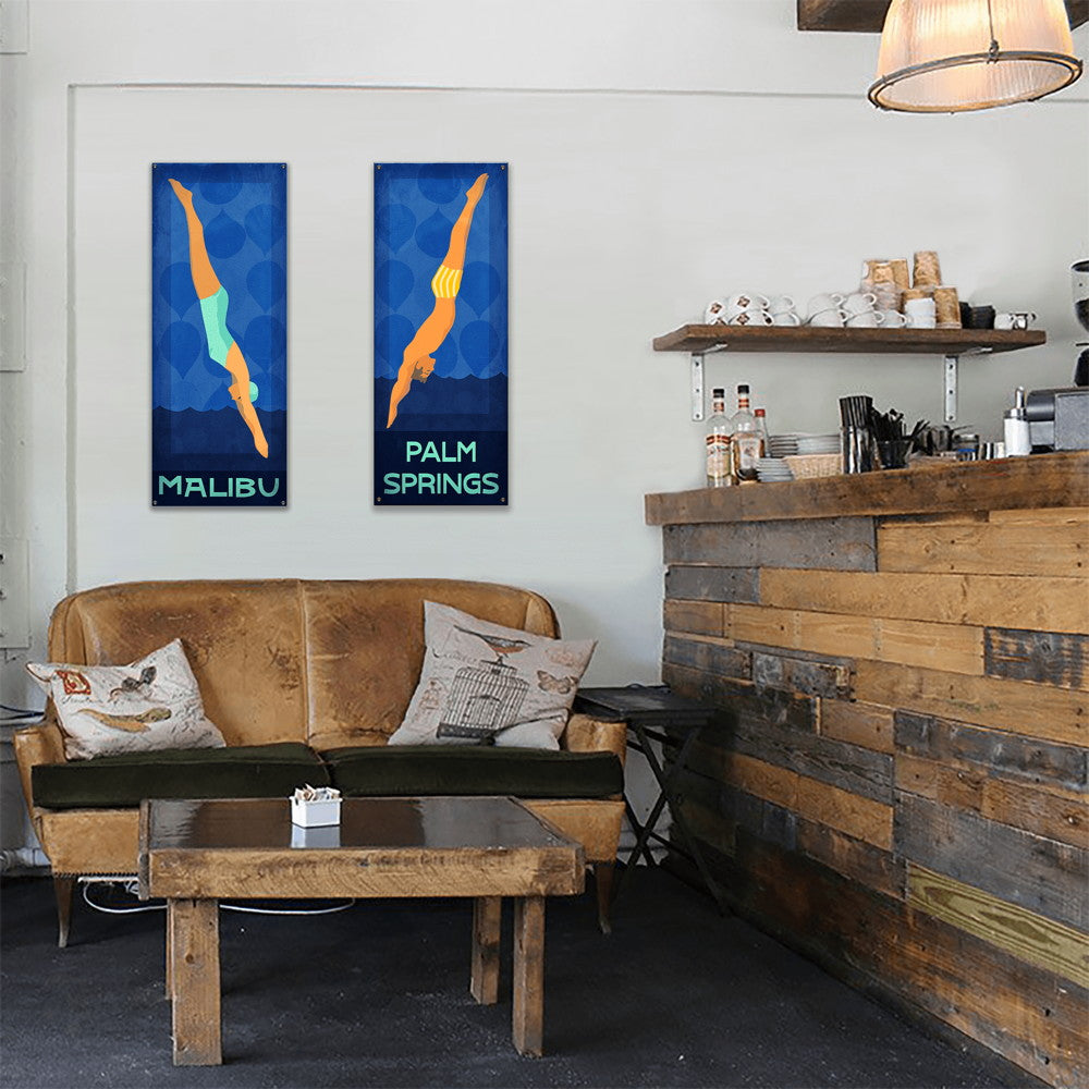 Diving Lady - Wood & Metal Wall Art