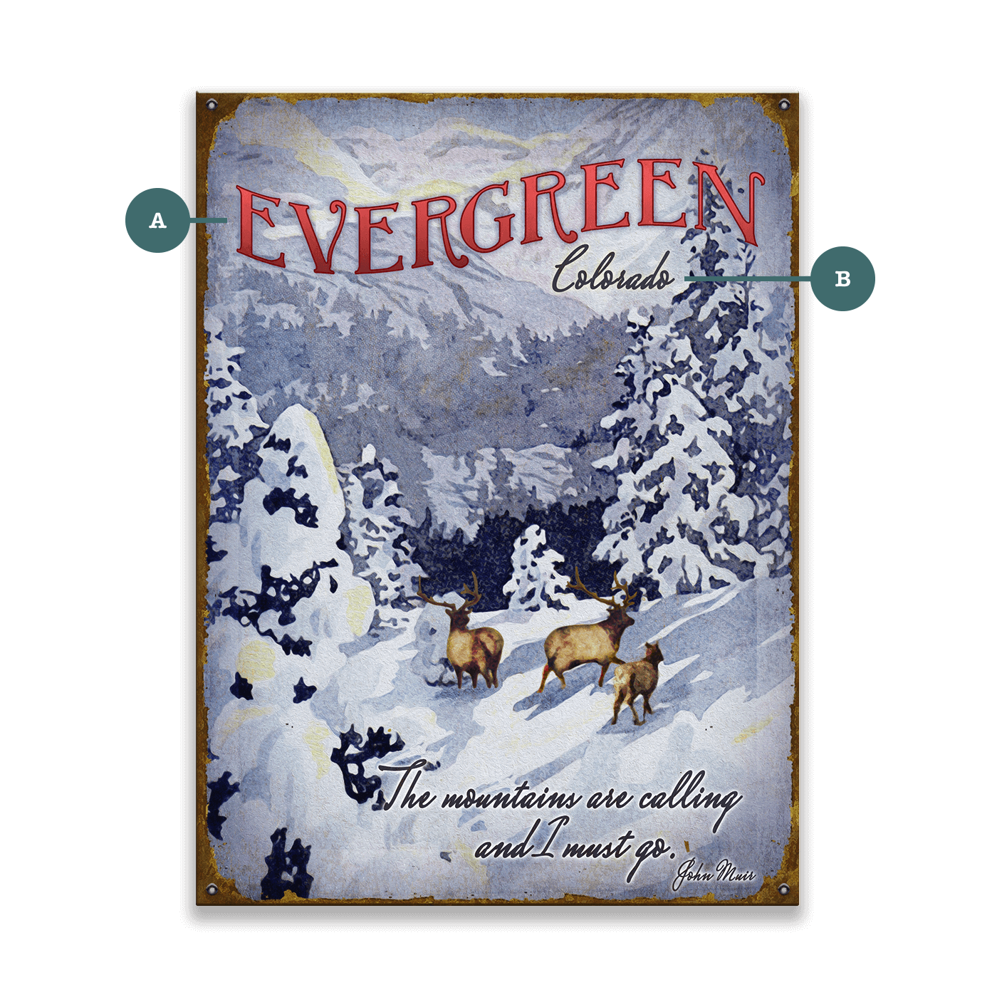Winter Elk: The Mountains are Calling - Wood & Metal Wall Art