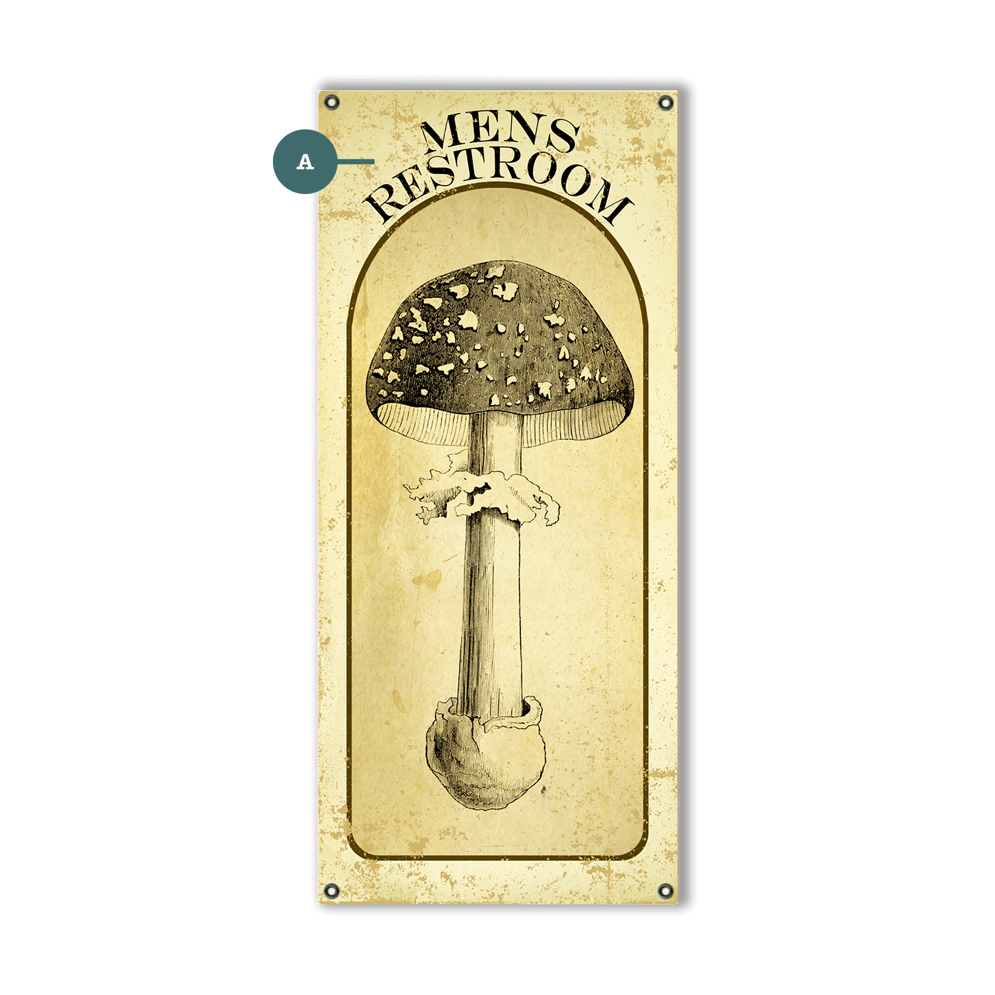 Mens Restroom Mushroom - Wood & Metal Wall Art