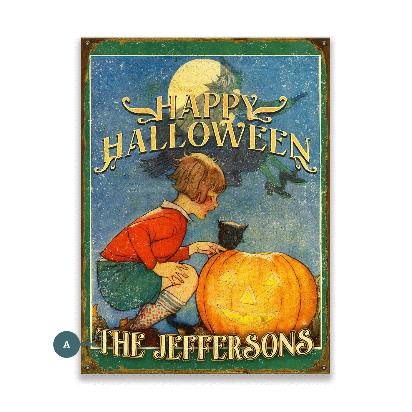 Witch’s Flight and Pumpkin Light - Wood & Metal Wall Art