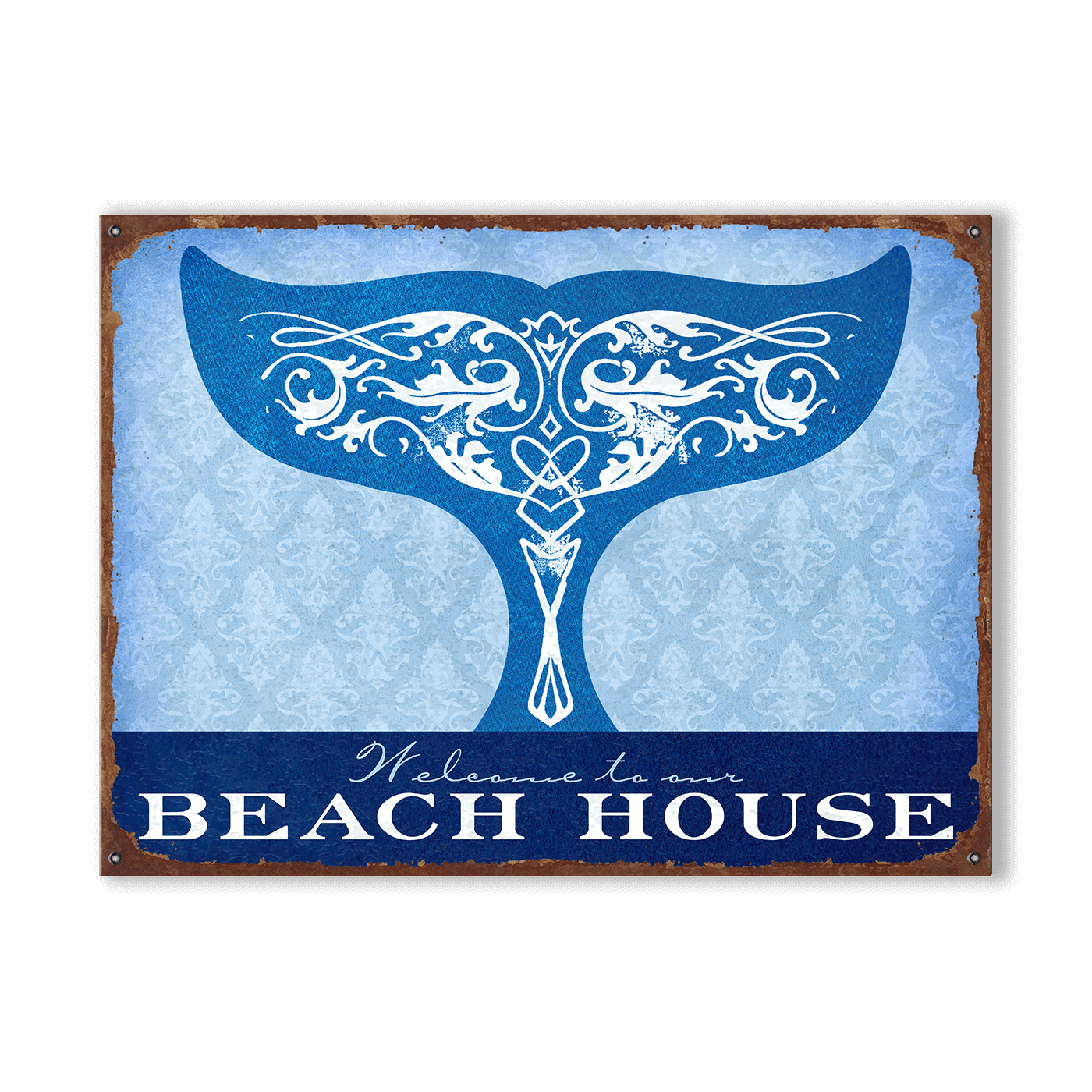 Whale Tail Welcome - Wood & Metal Wall Art