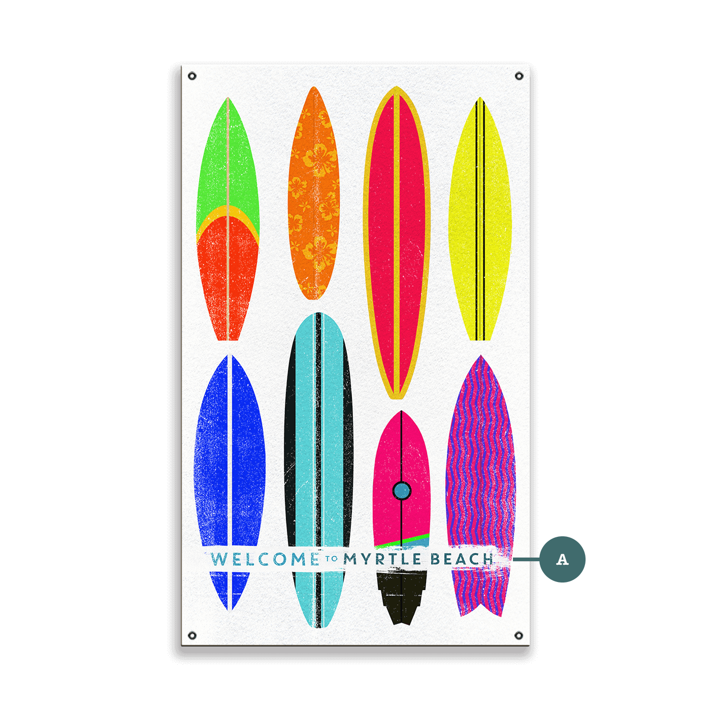 Beachside Boards: Vertical - Coastal Surf Art