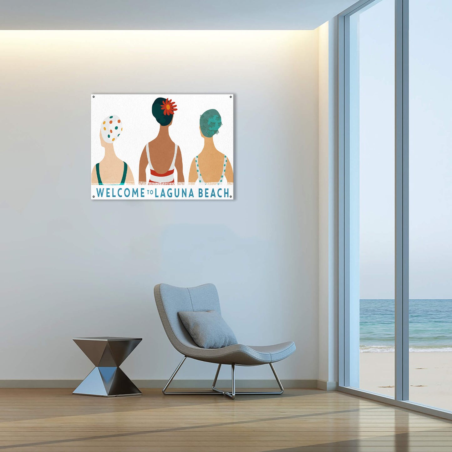 3 Swim Cap Ladies - Wood & Metal Wall Art