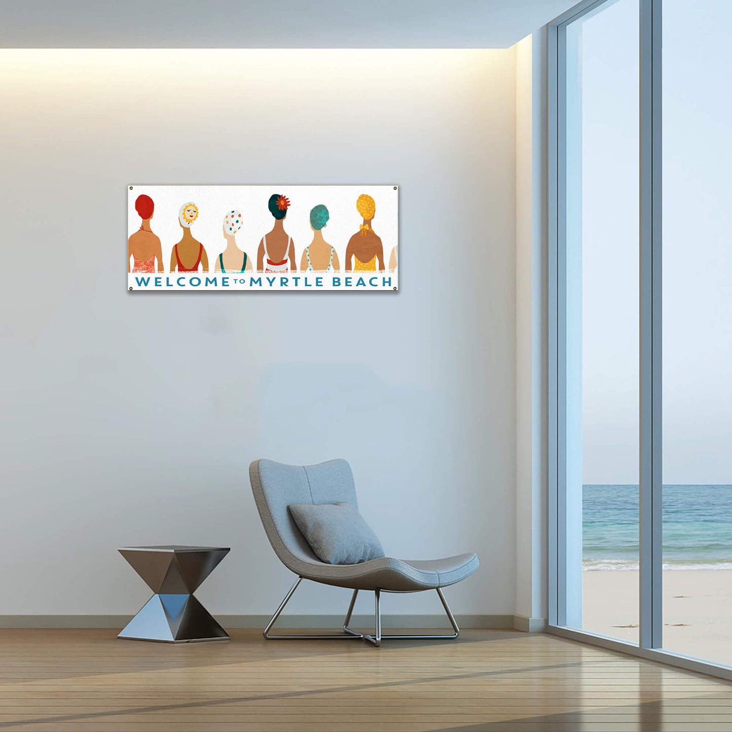 6 Swim Cap Ladies - Wood & Metal Wall Art