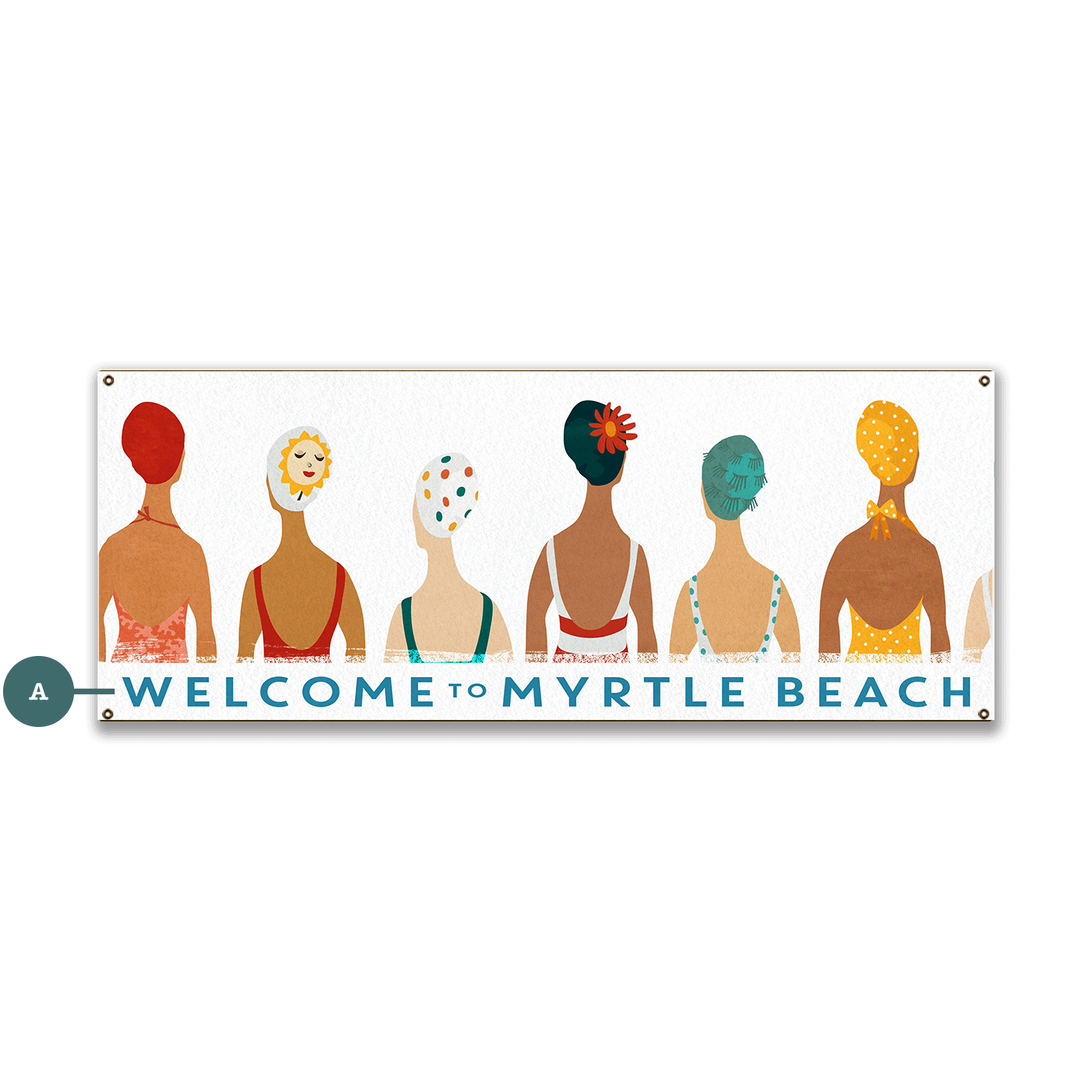 6 Swim Cap Ladies - Wood & Metal Wall Art
