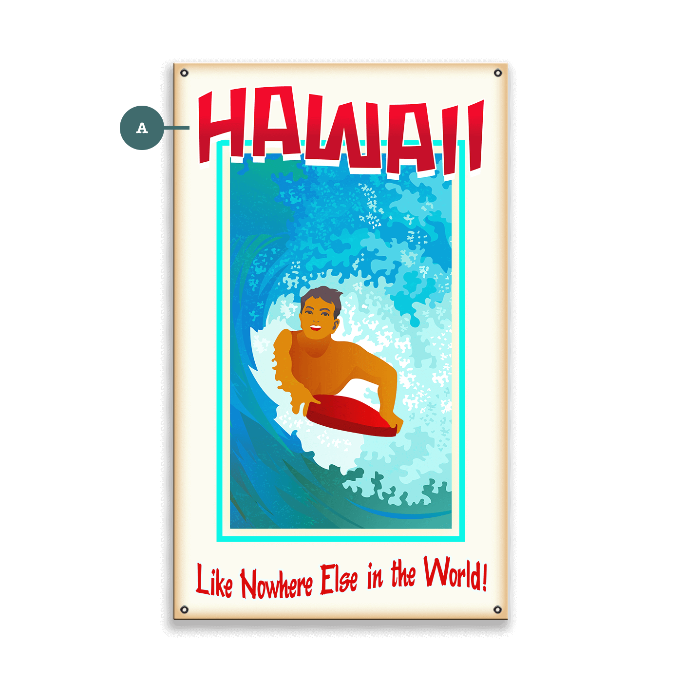 Surf Poster: Like Nowhere Else - Wood & Metal Wall Art