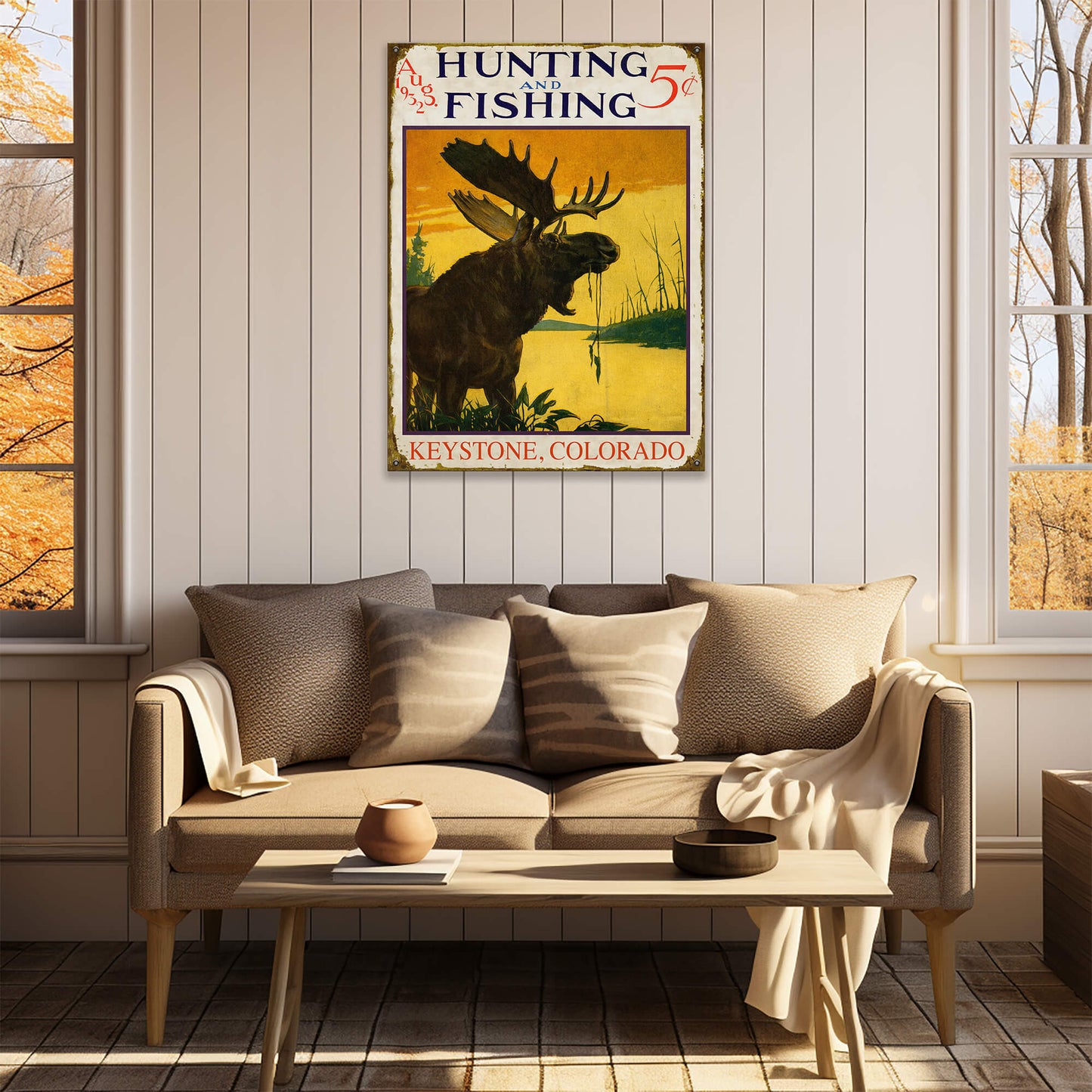 Hunting and Fishing Moose: Personalized - Wood & Metal Wall Art
