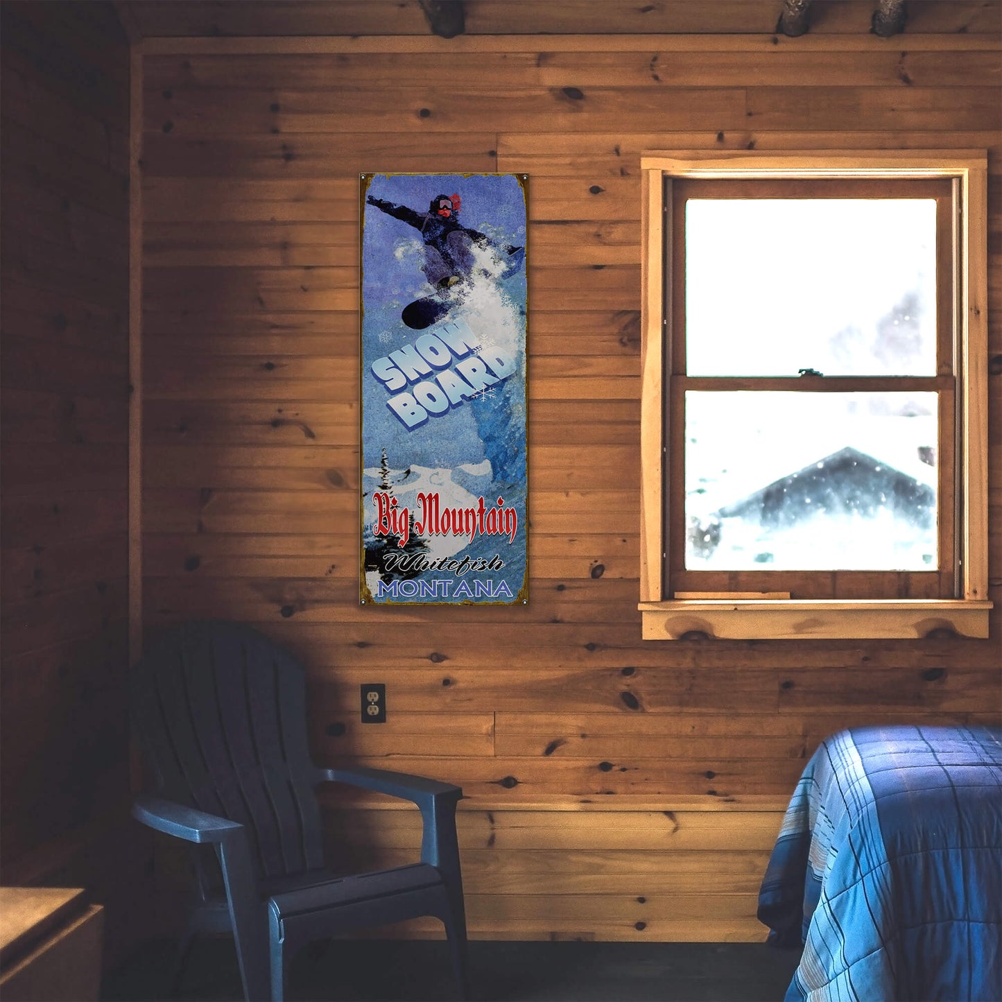 Soaring Over the Summit Snowboard - Wood & Metal Wall Art