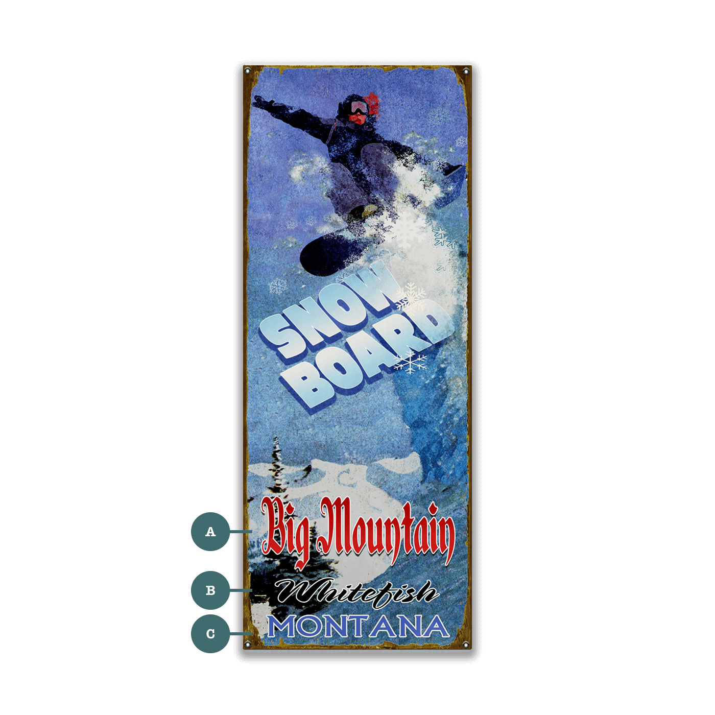 Soaring Over the Summit Snowboard - Wood & Metal Wall Art