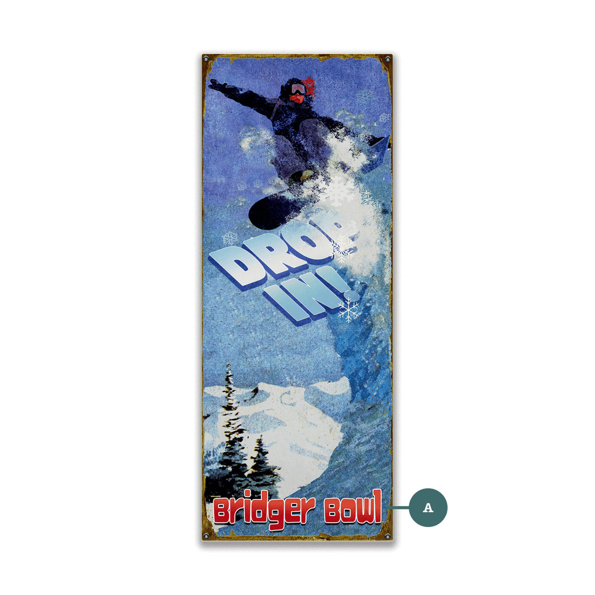 Drop In Snowboarder - Wood & Metal Wall Art