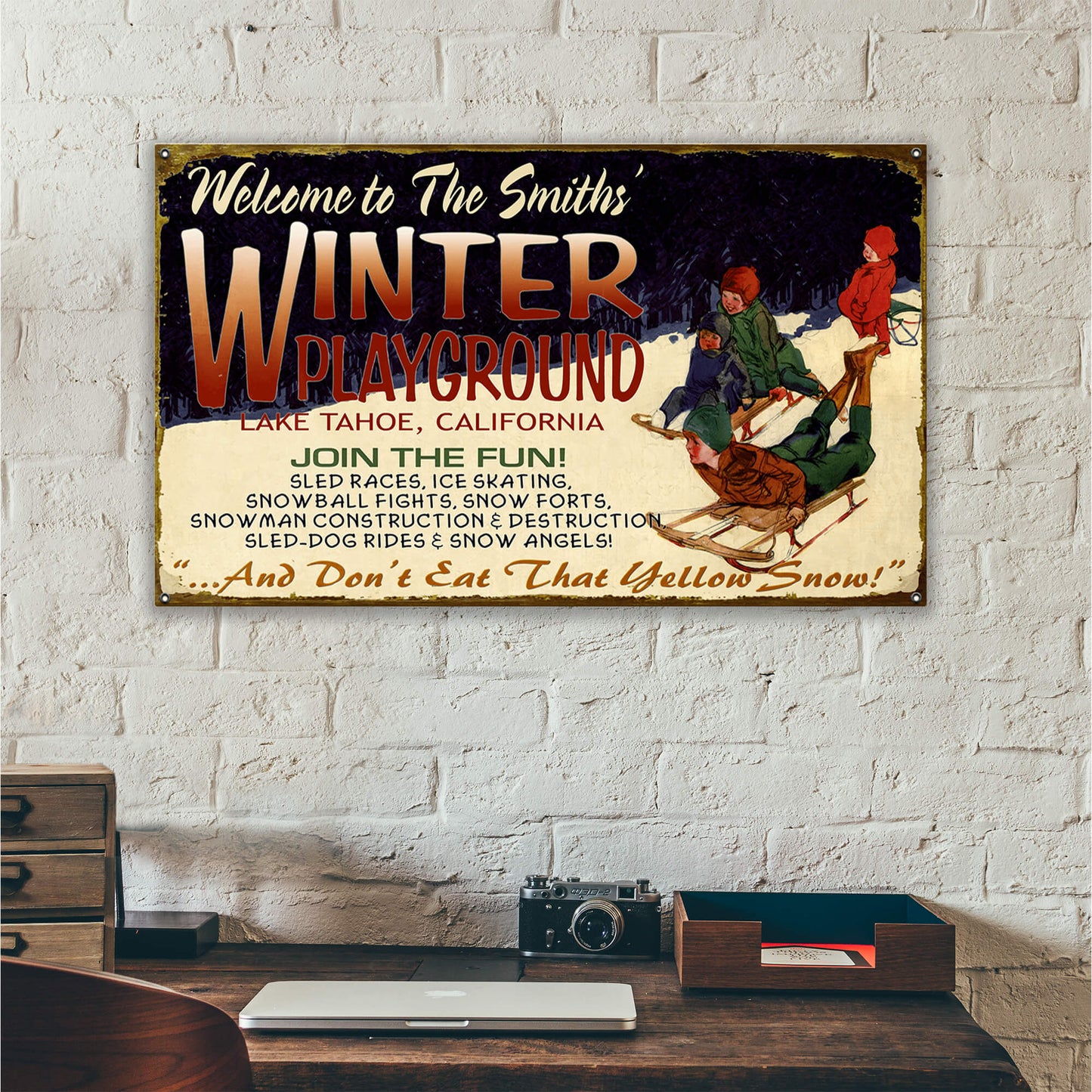 Yellow Snow: Personalized - Wood & Metal Wall Art