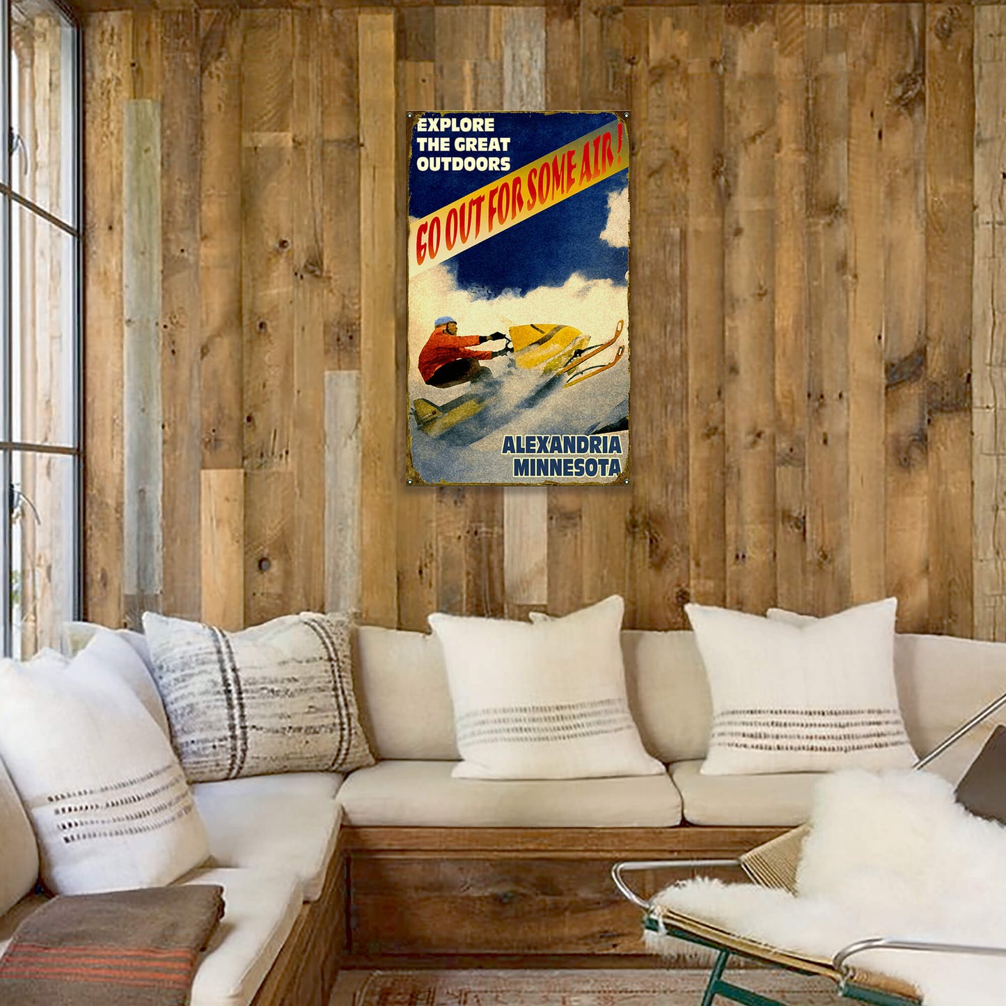 Go Out For Some Air Snowmobiler - Wood & Metal Wall Art
