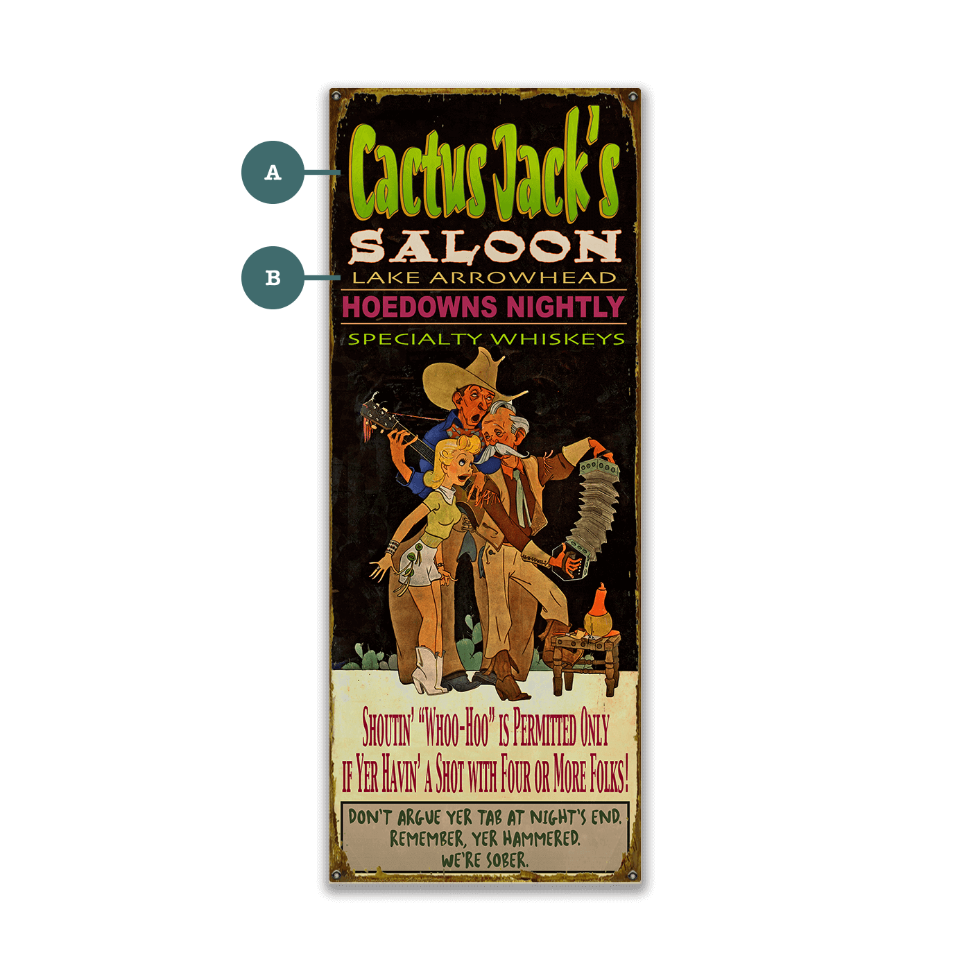 Cactus Jack's Saloon - Wood & Metal Wall Art