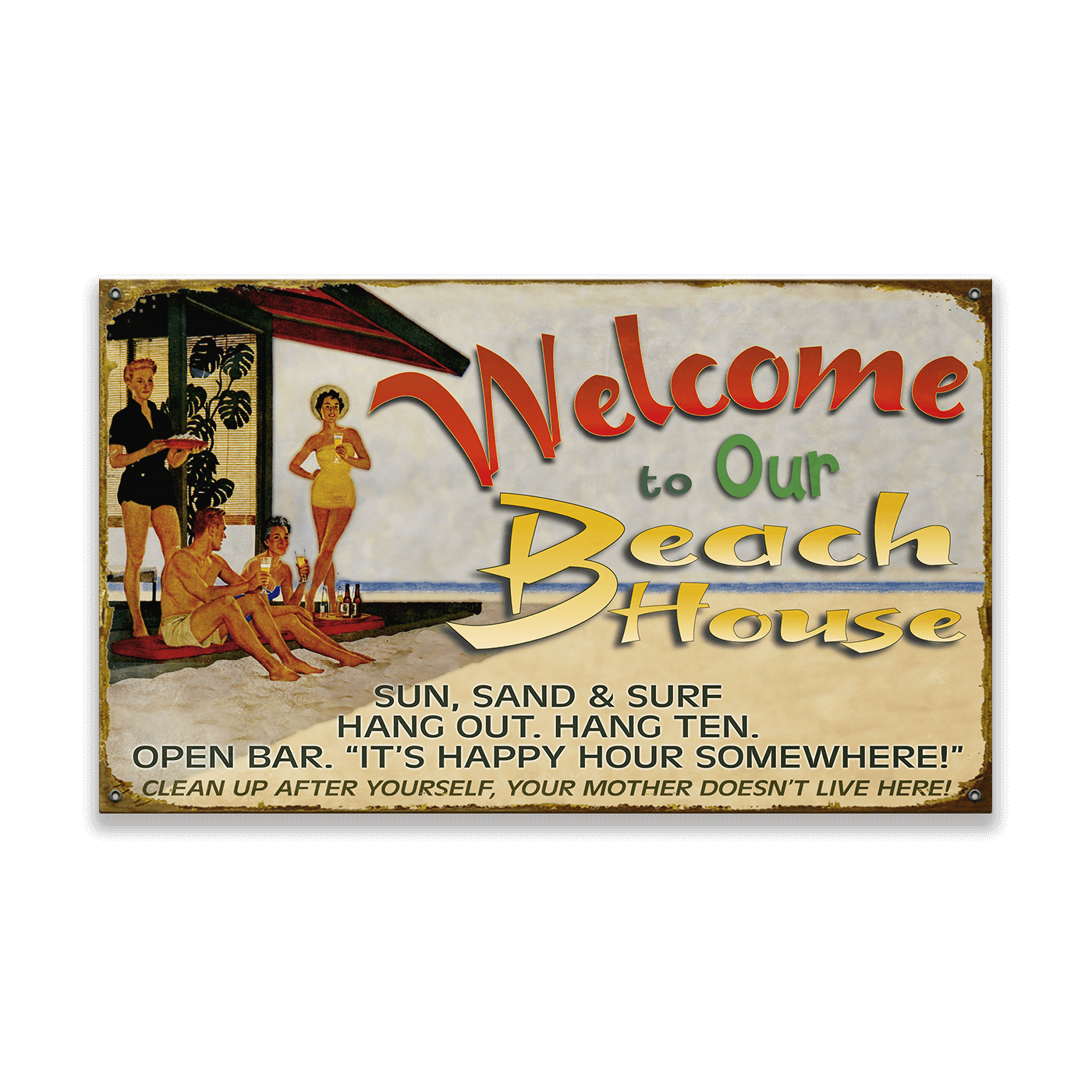 Beach House Welcome: Generic - Wood & Metal Wall Art