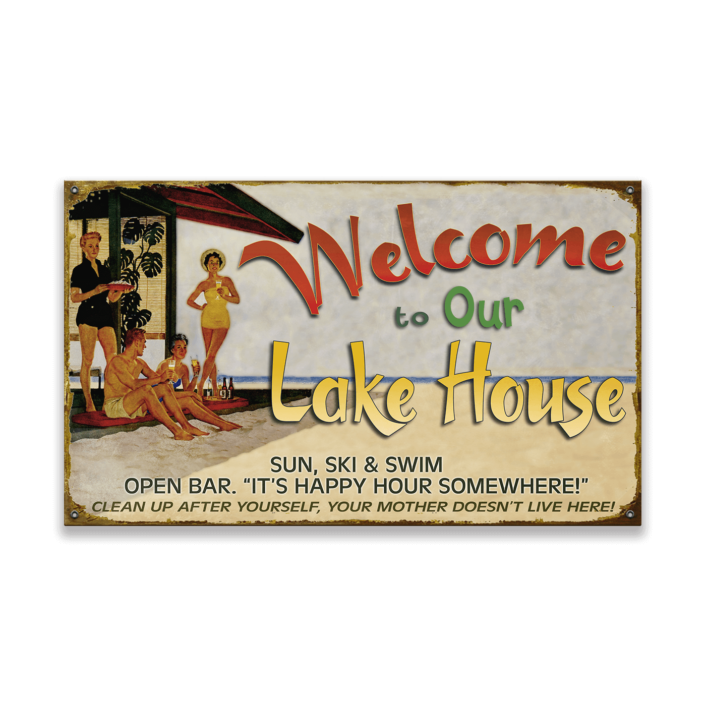 Lake House Welcome: Generic - Wood & Metal Wall Art