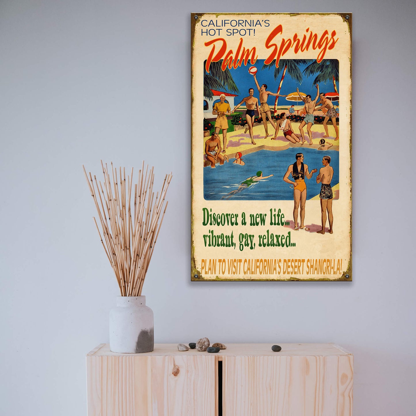 Poolside in Palm Springs - Wood & Metal Wall Art