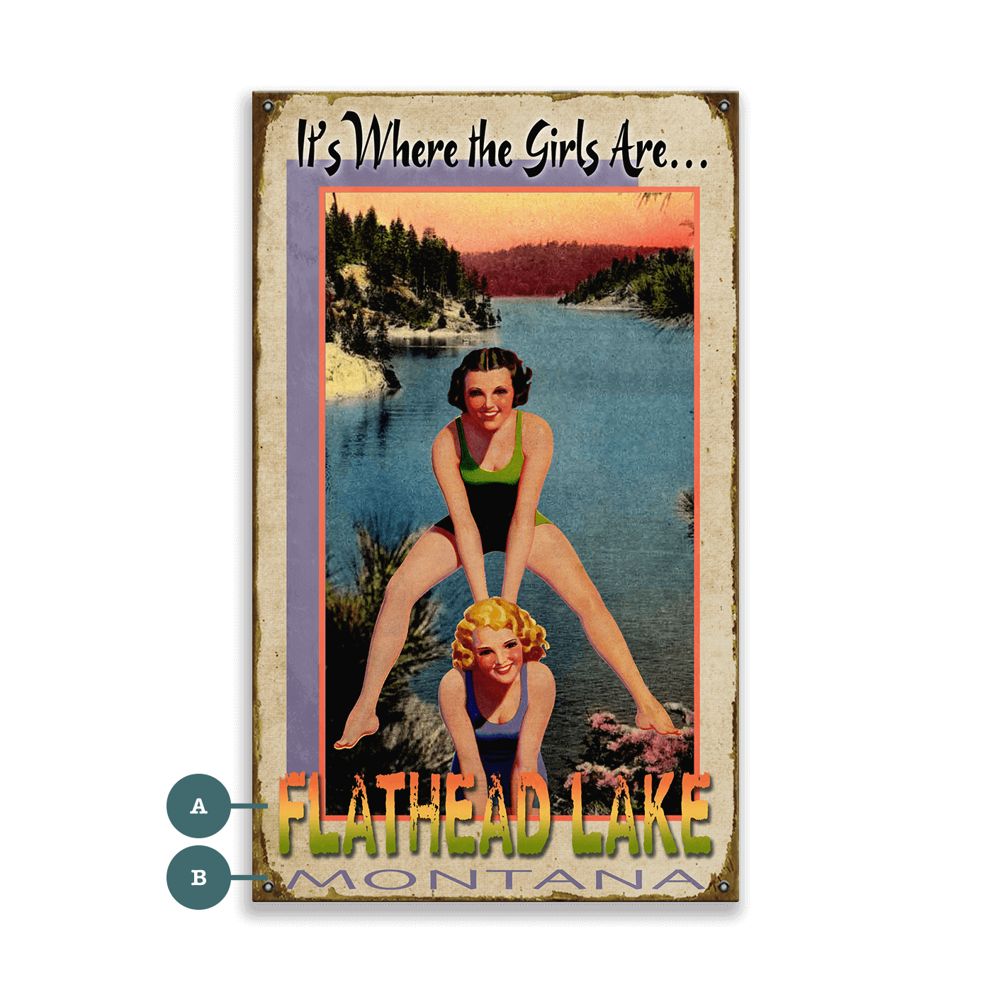 Where the Girls Are: Lake - Wood & Metal Wall Art