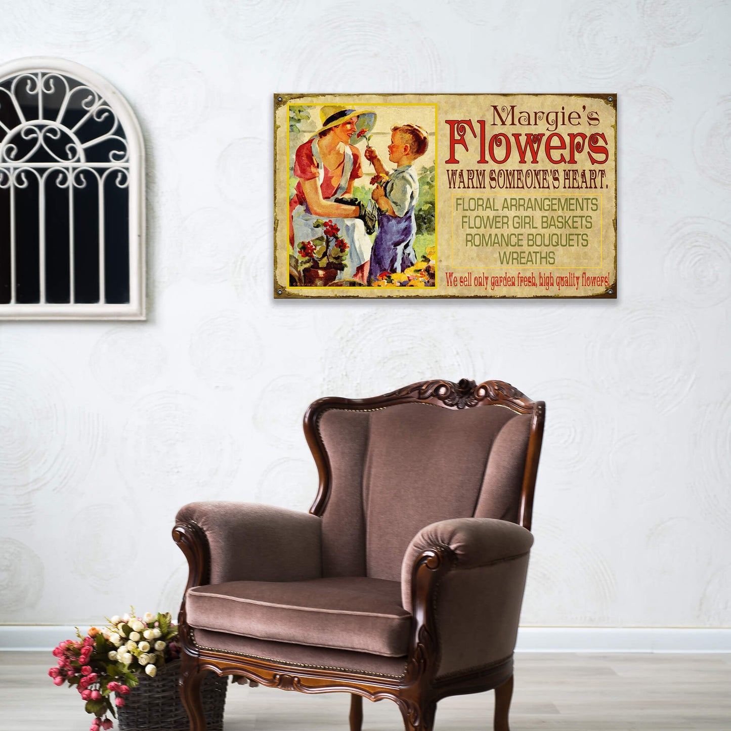 Margie's Flowers - Wood & Metal Wall Art