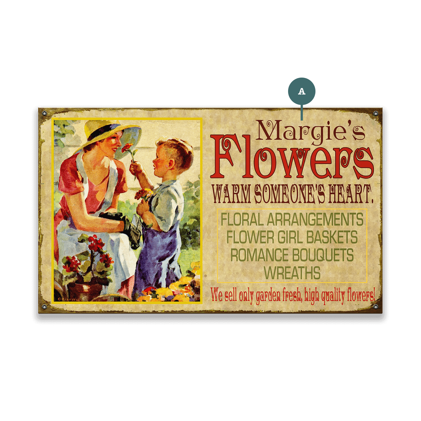Margie's Flowers - Wood & Metal Wall Art