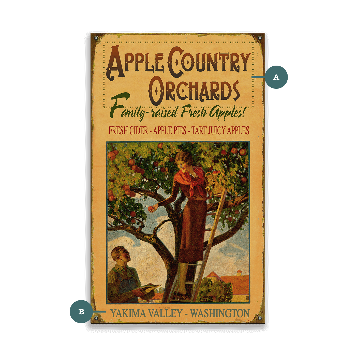 Apple Country Orchards - Wood & Metal Wall Art
