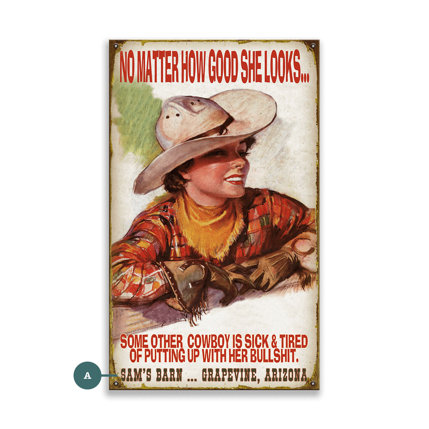Pretty Cowgirl - Wood & Metal Wall Art