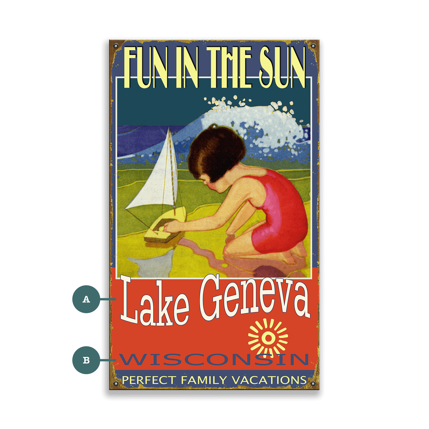 Fun in the Sun Girl - Wood & Metal Wall Art