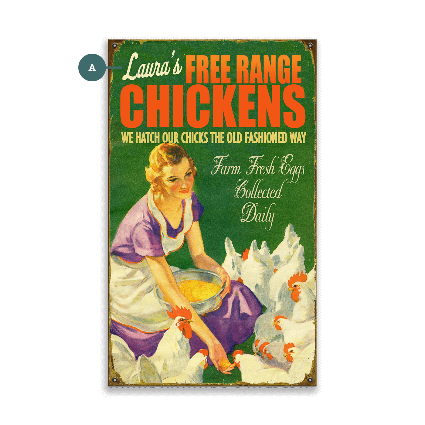 Free Range Chickens - Wood & Metal Wall Art