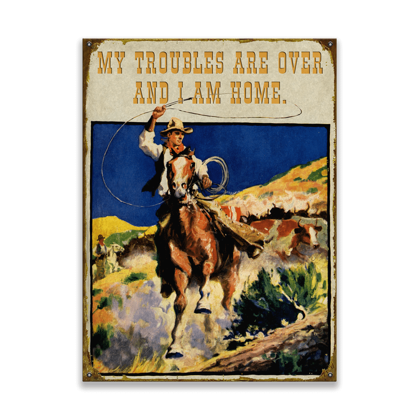 Roping Cowboy Ranch: Generic - Wood & Metal Wall Art