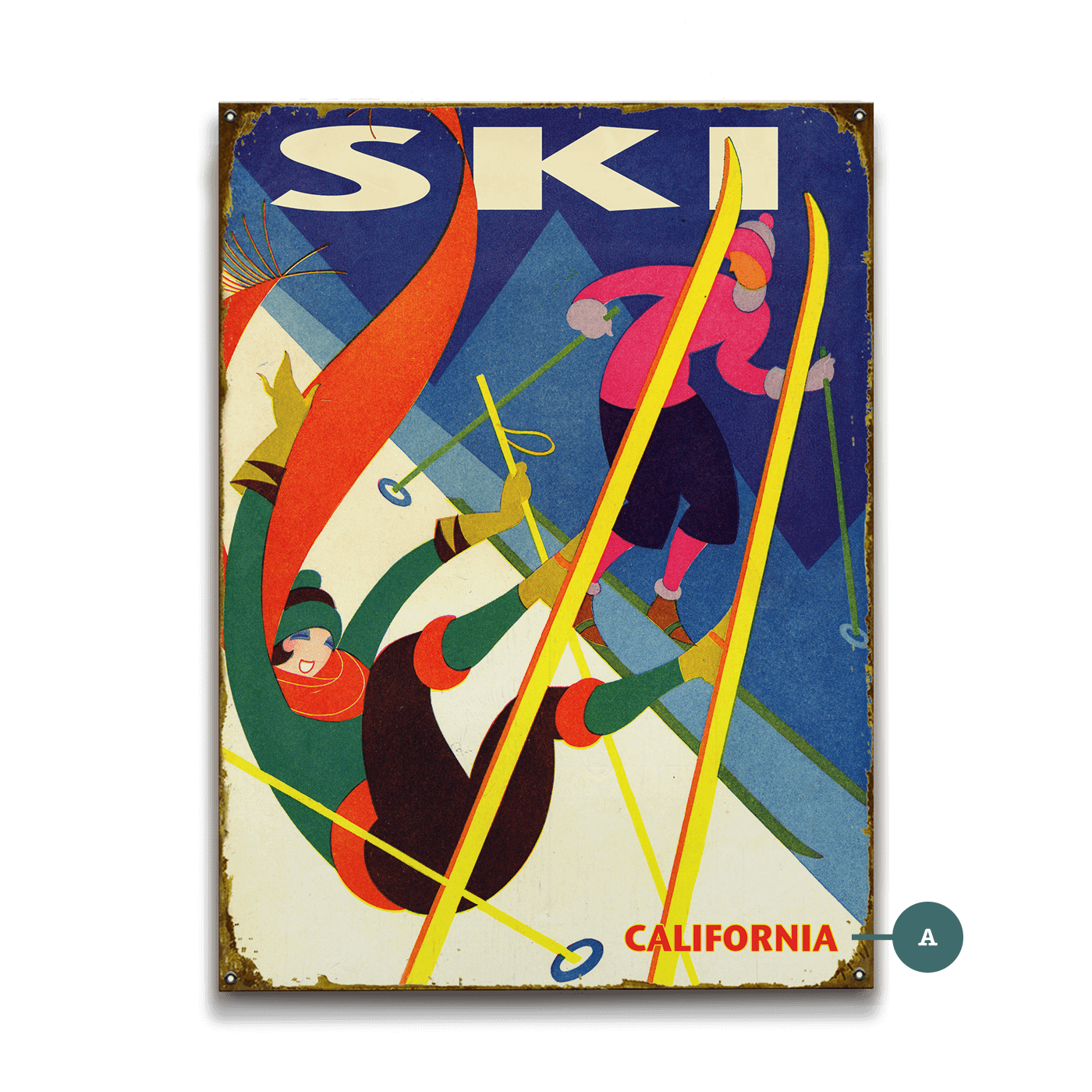 Falling Skier - Wood & Metal Wall Art