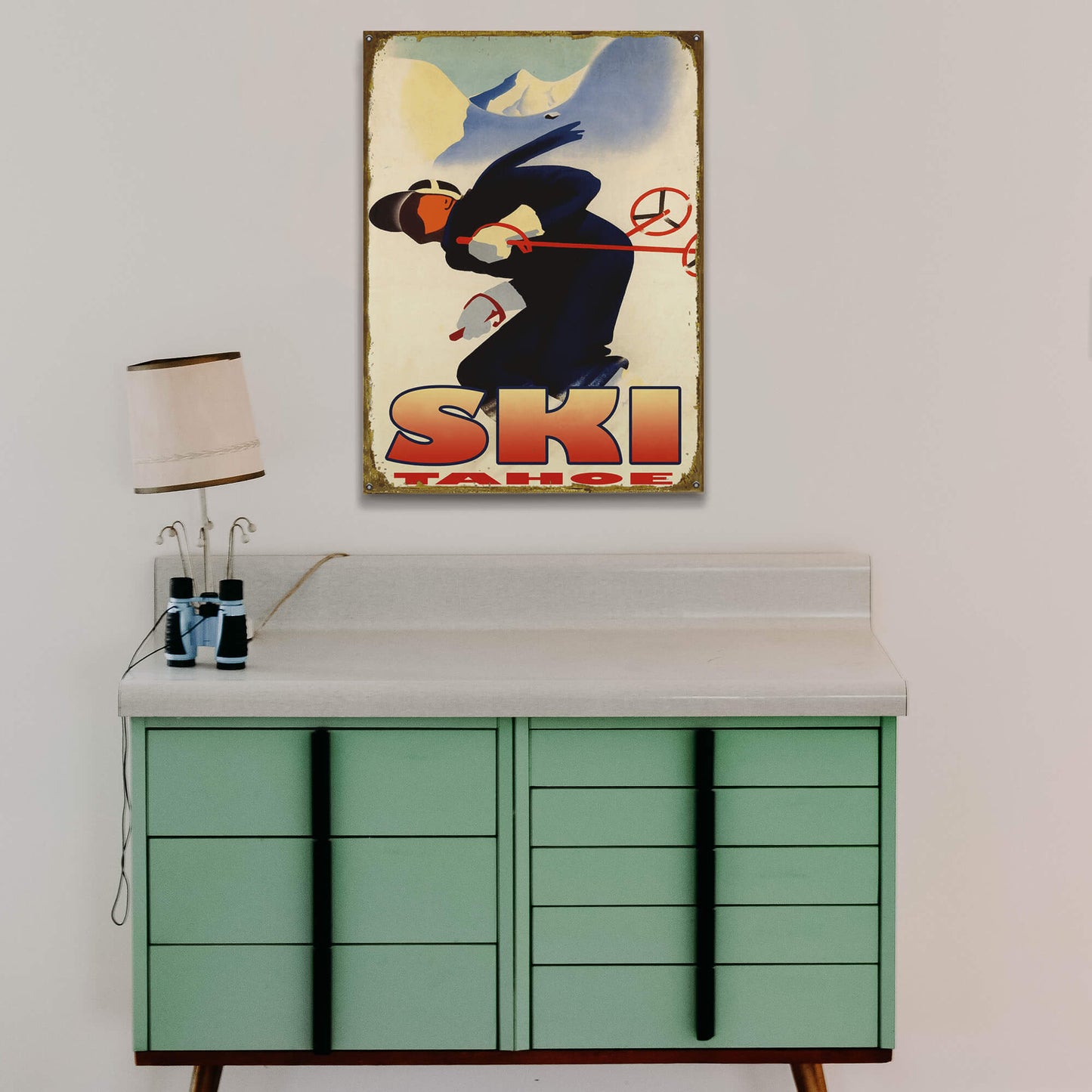 Downhill Rush Graphic Skier - Wood & Metal Wall Art