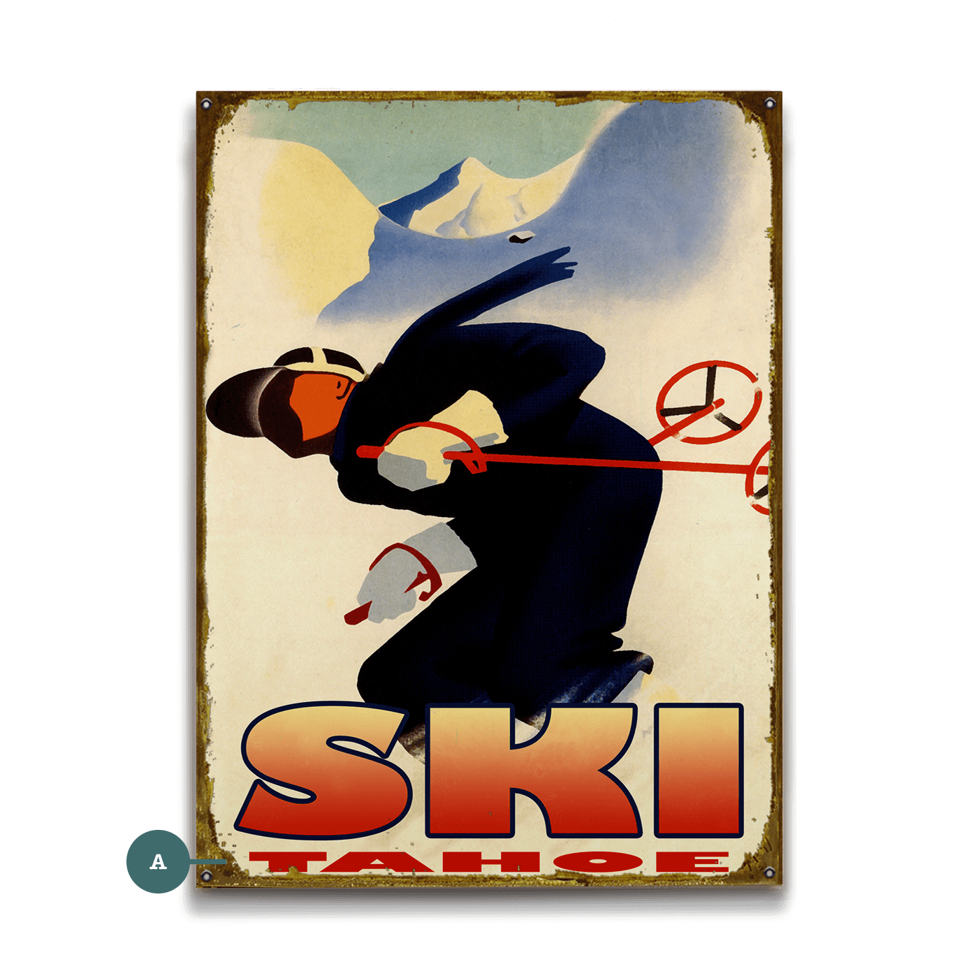 Downhill Rush Graphic Skier - Wood & Metal Wall Art
