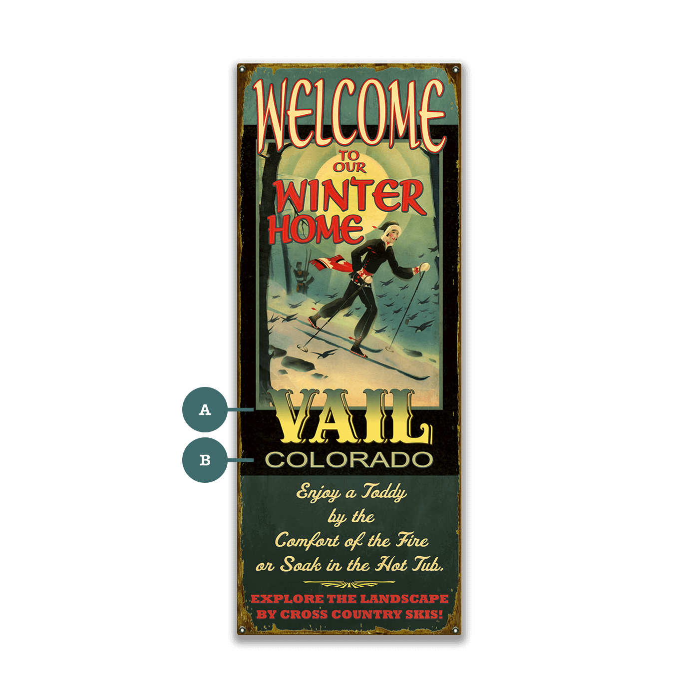 Winter Home XCountry: Personalized - Wood & Metal Wall Art