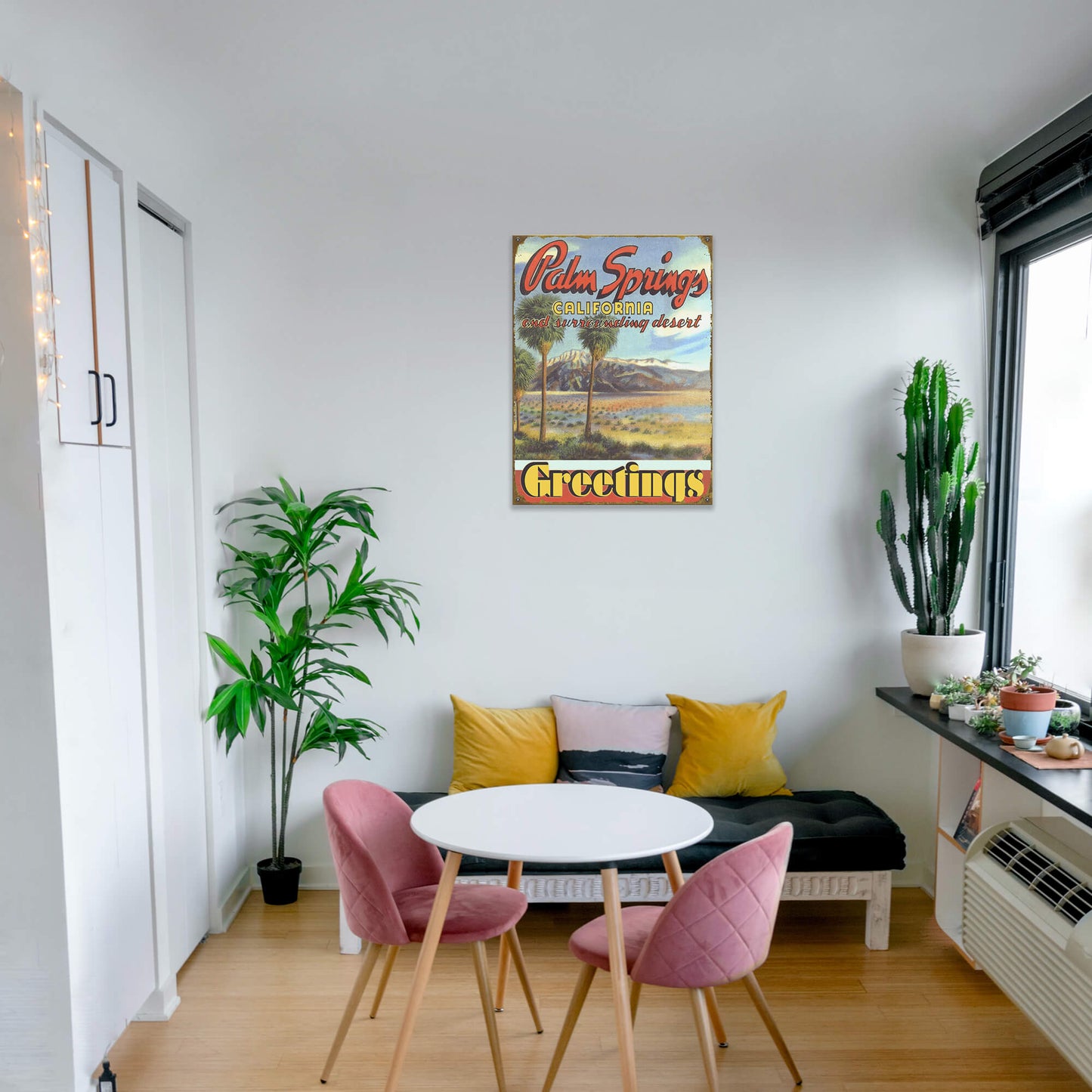 Palm Springs and Surrounding Desert Postcard - Wood & Metal Wall Art