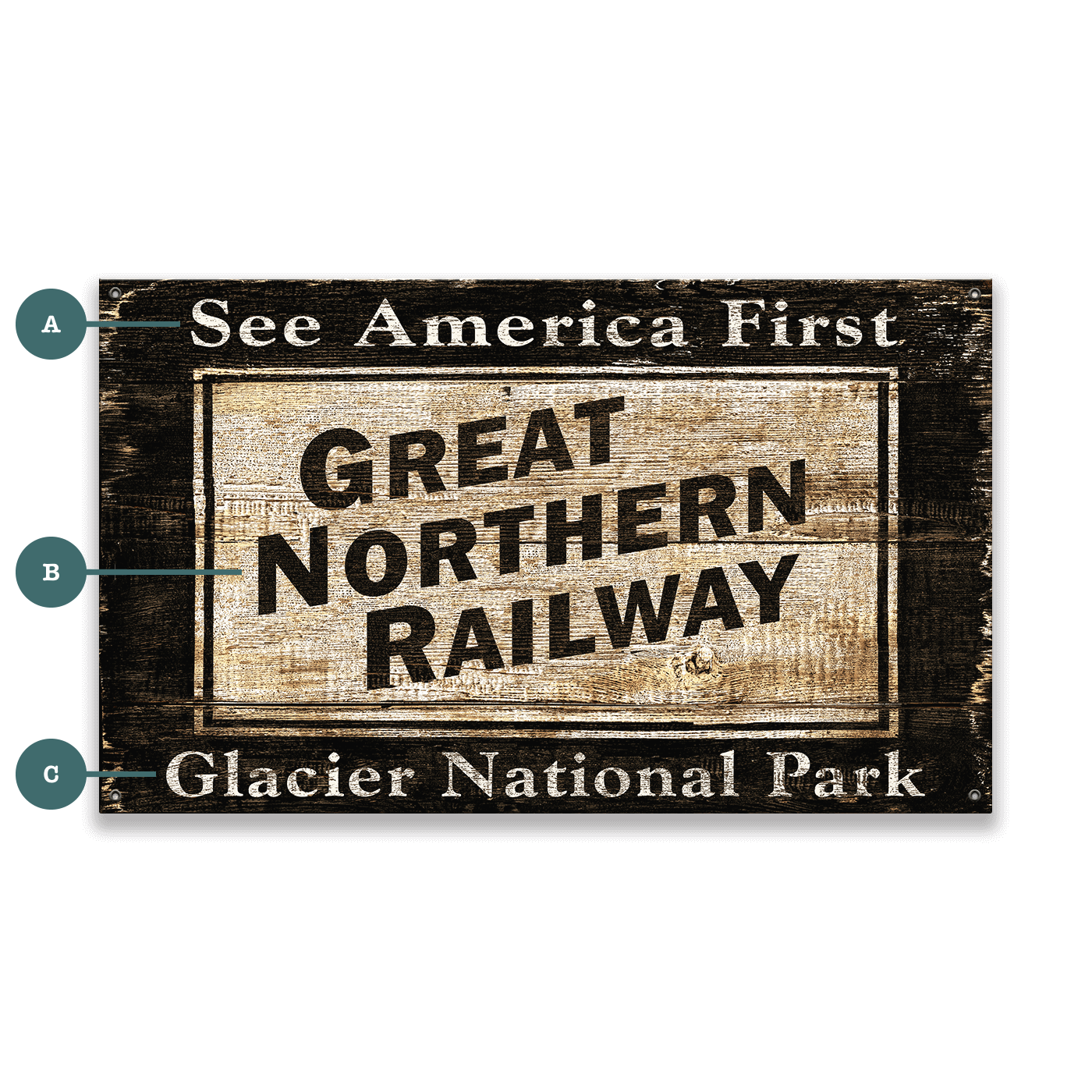 Great Northern Railway - Wood & Metal Wall Art