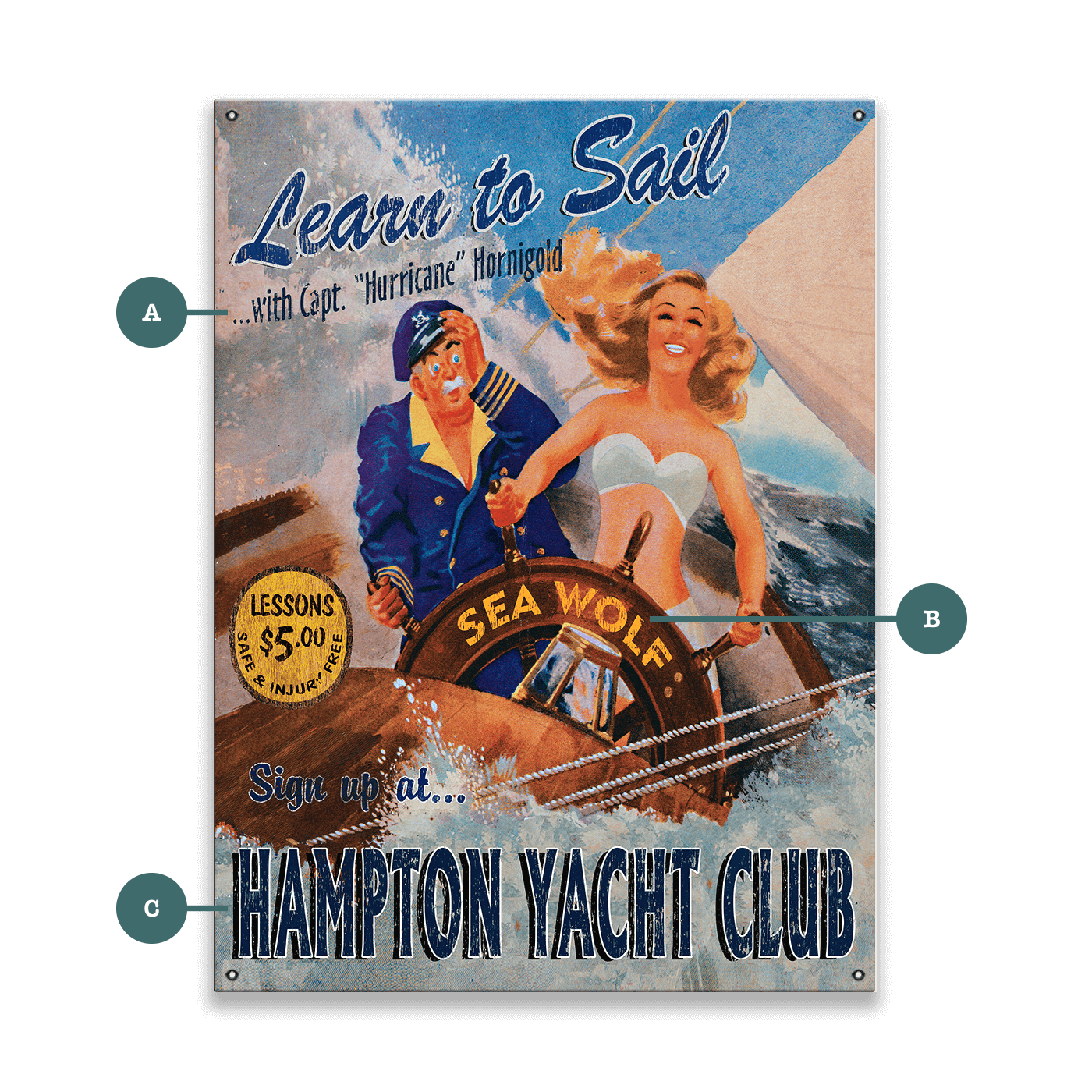 Learn to Sail - Wood & Metal Wall Art