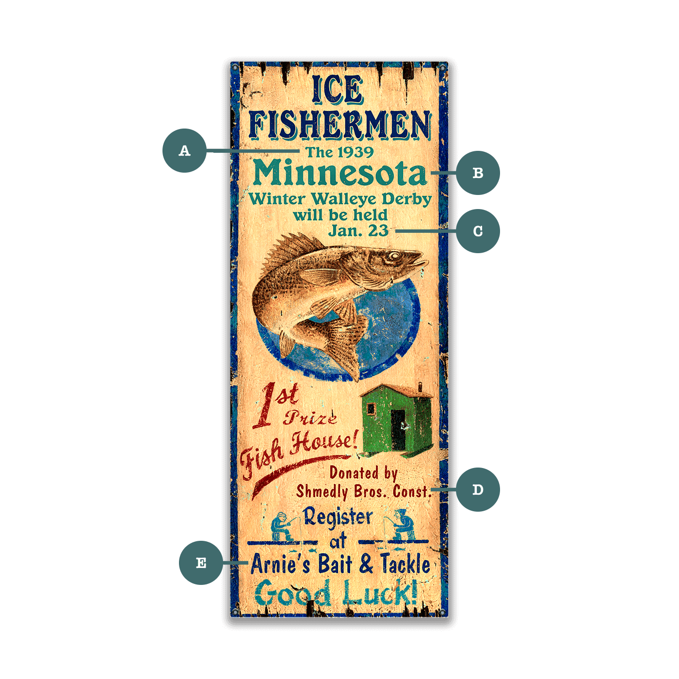 Ice Fishermen - Wood and Metal Wall Art