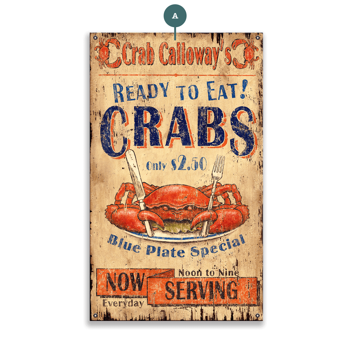 Ready to Eat Crabs - Wood & Metal Wall Art