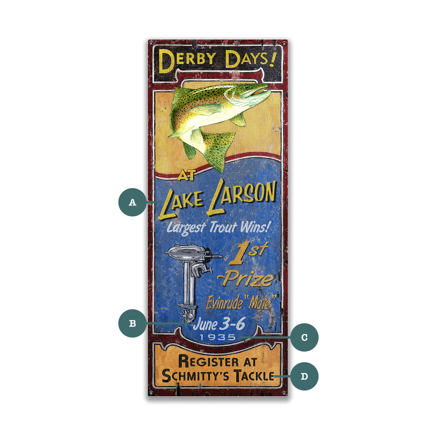 Derby Days: Trout - Wood and Metal Wall Art