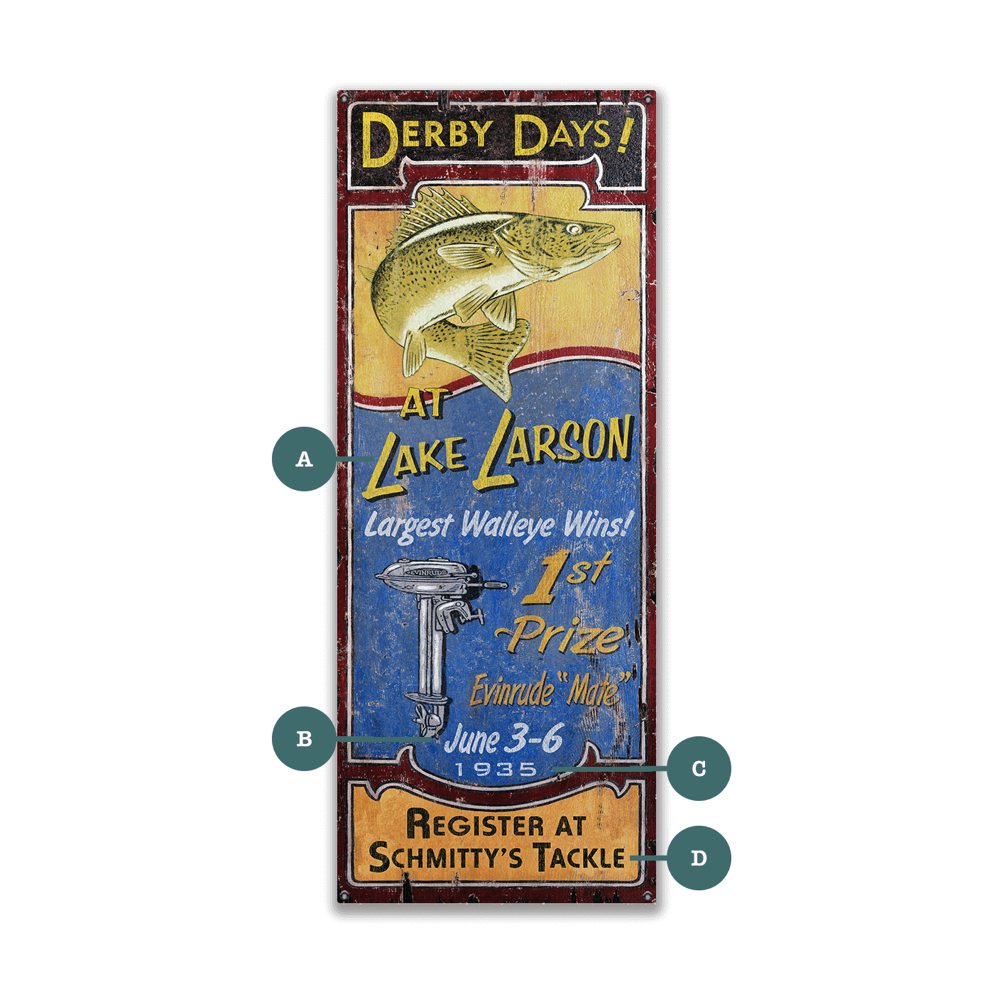 Derby Days: Walleye - Wood and Metal Wall Art
