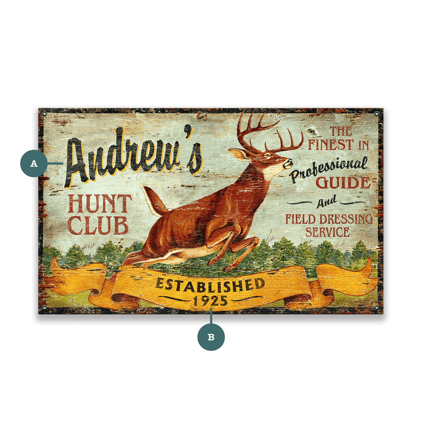 Andrew's Hunt Club - Wood & Metal Wall Art