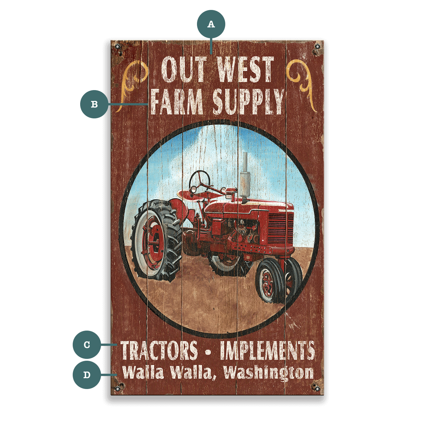 Farm Supply Tractors & Implements - Wood & Metal Wall Art