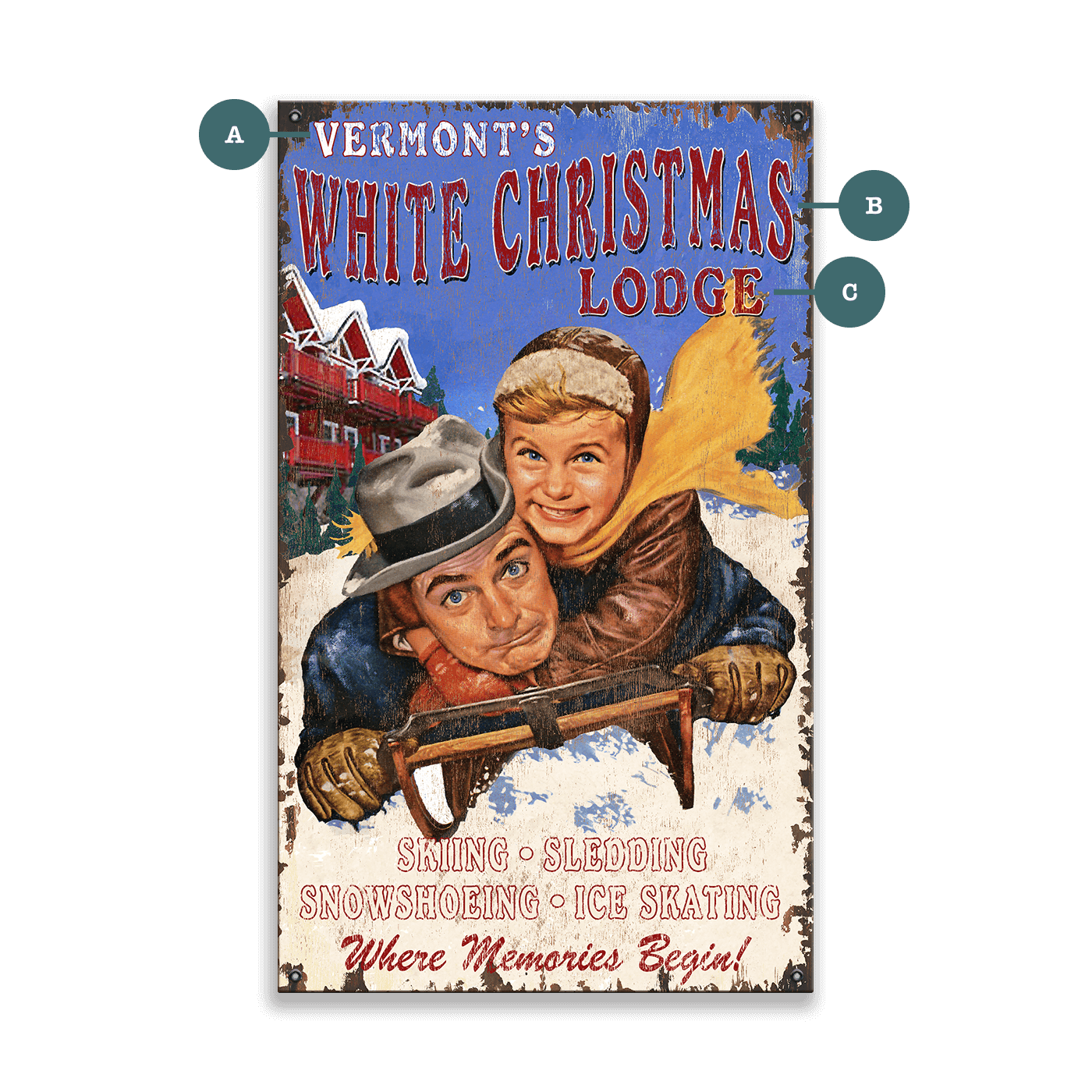 White Christmas Lodge - Wood & Metal Wall Art
