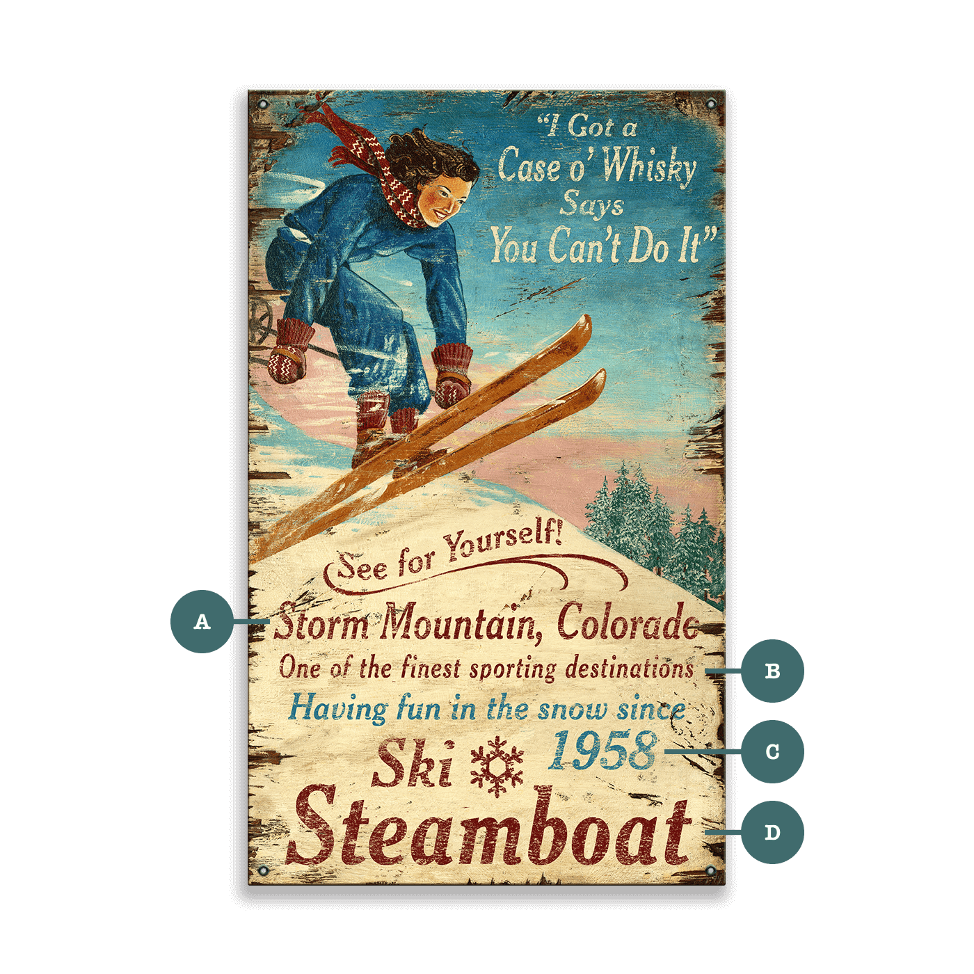 Ski Steamboat - Wood & Metal Wall Art