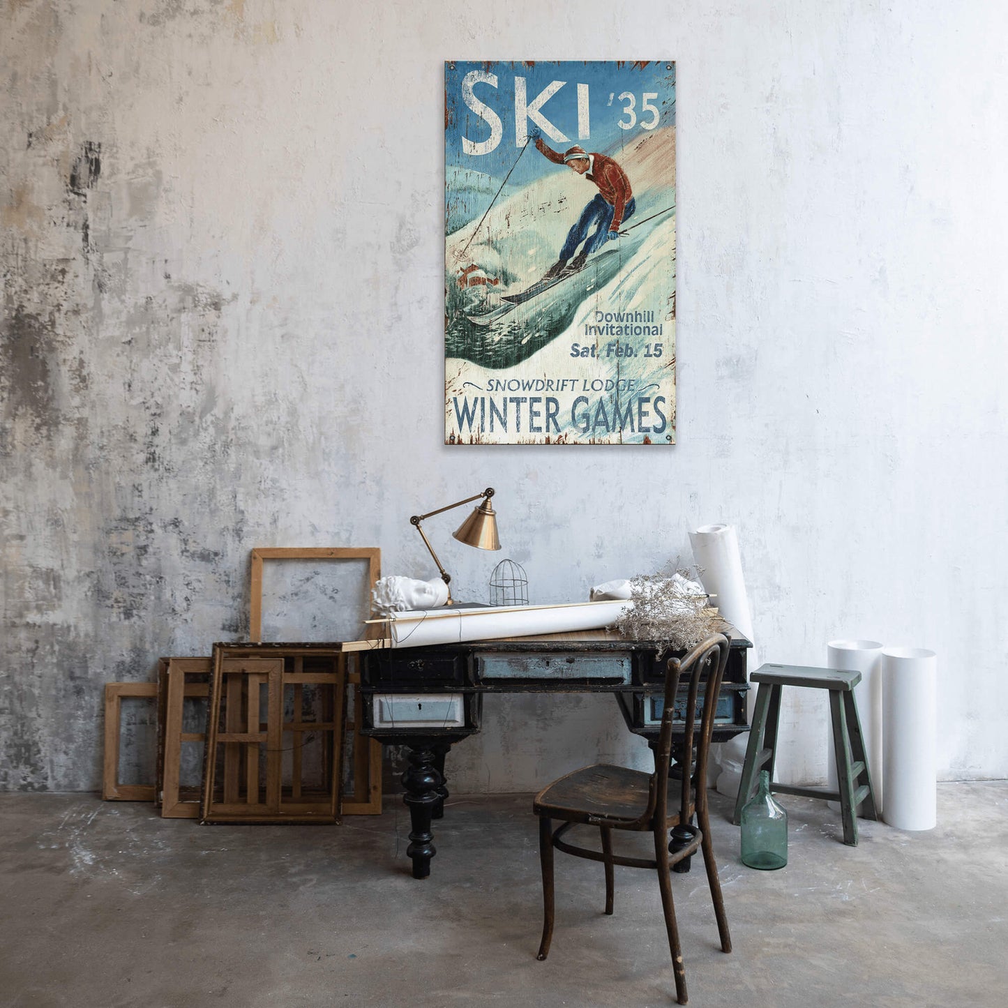 Ski Winter Games - Wood & Metal Wall Art