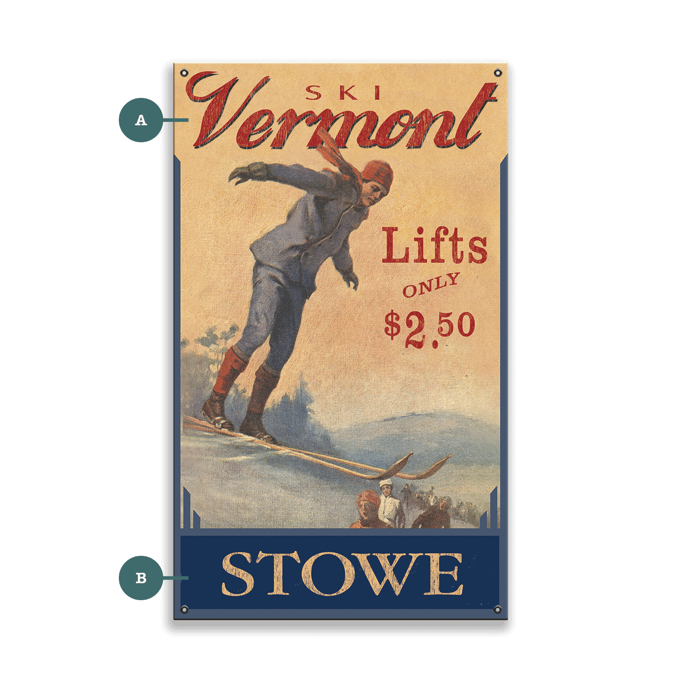 Ski Vermont - Wood & Metal Wall Art