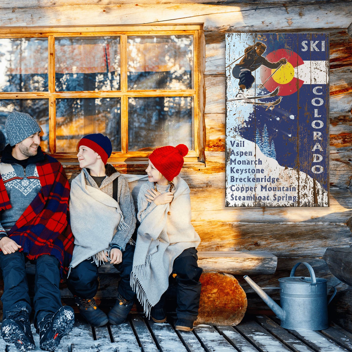 Ski Colorado with State Logo - Wood & Metal Wall Art