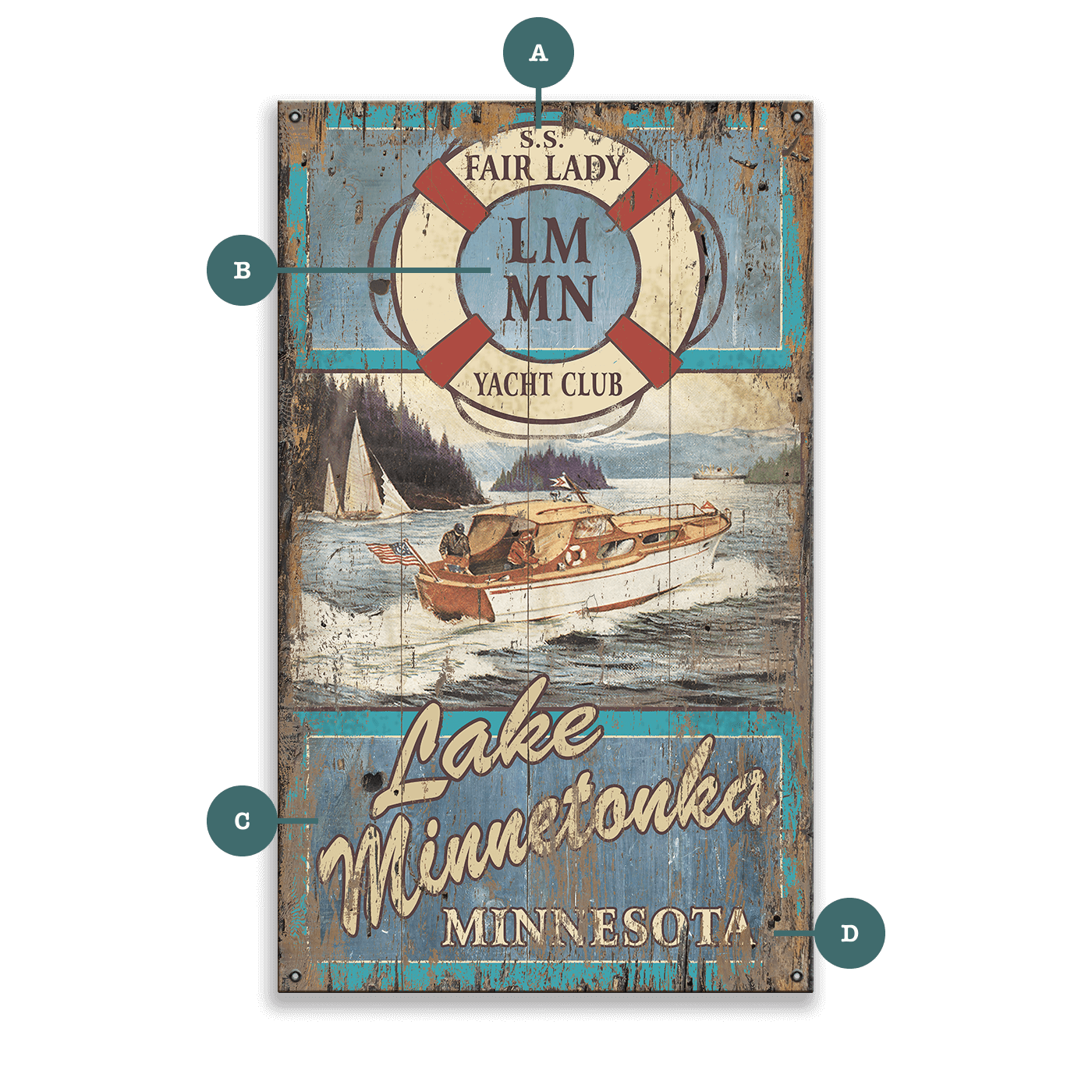 Fair Lady Yacht Club- Wood & Metal Wall Art