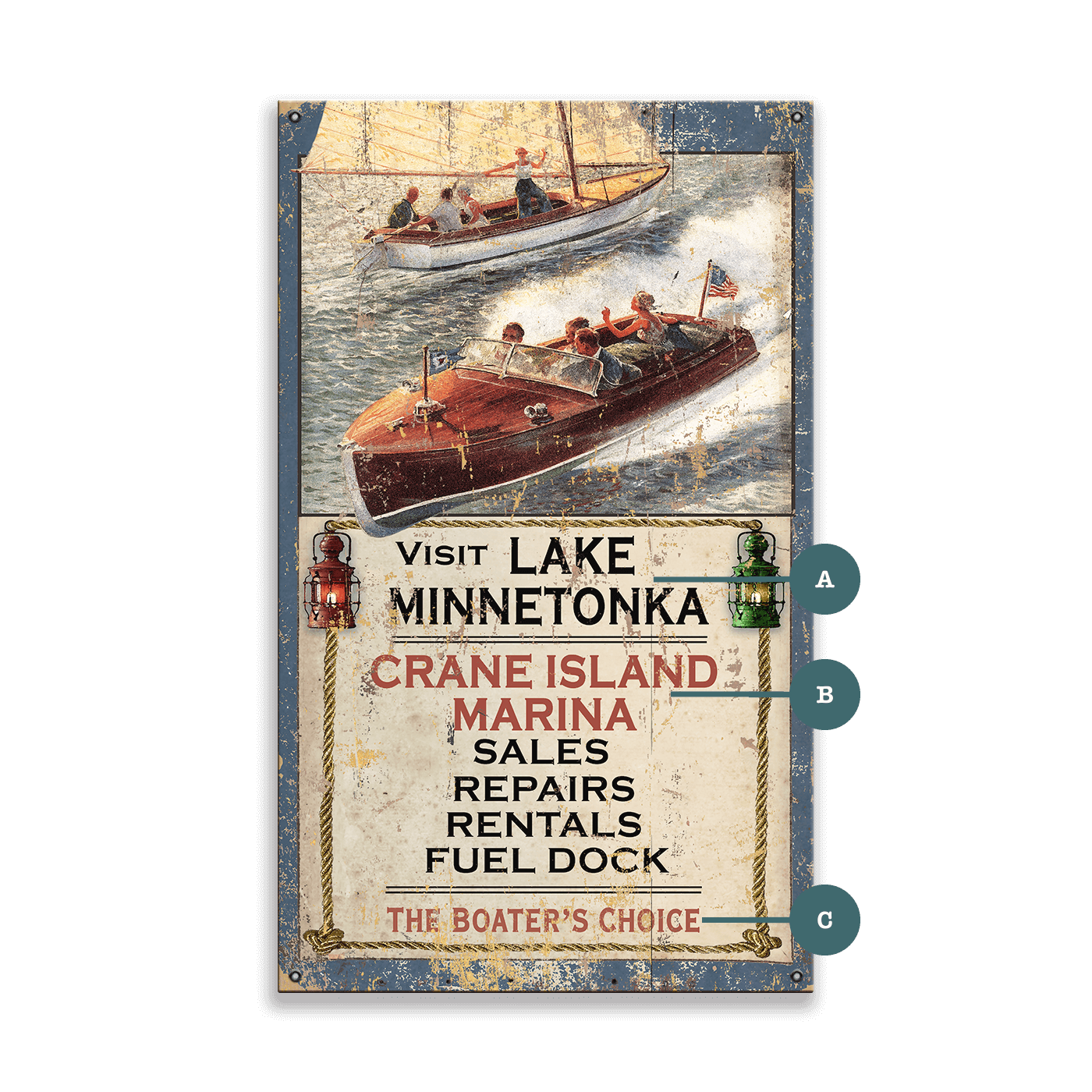 Crane Island Marina- Wood & Metal Wall Art