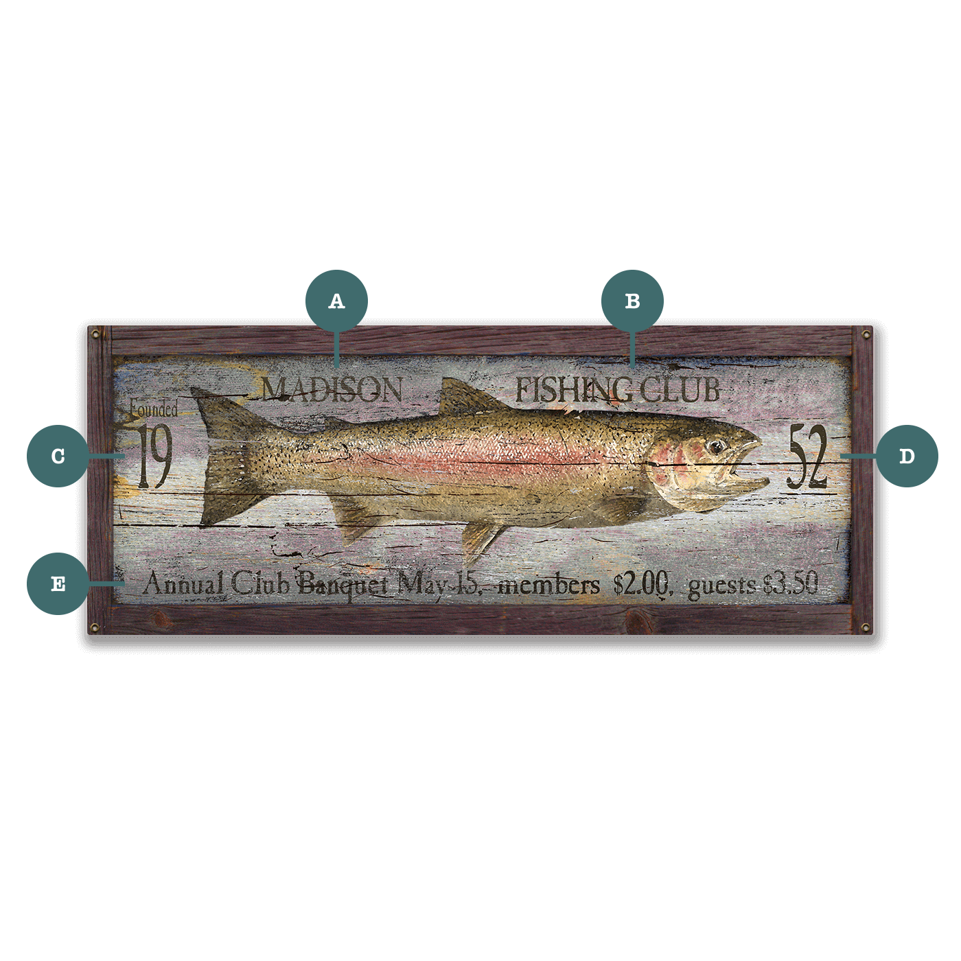 Fishing Club - Wood & Metal Wall Art